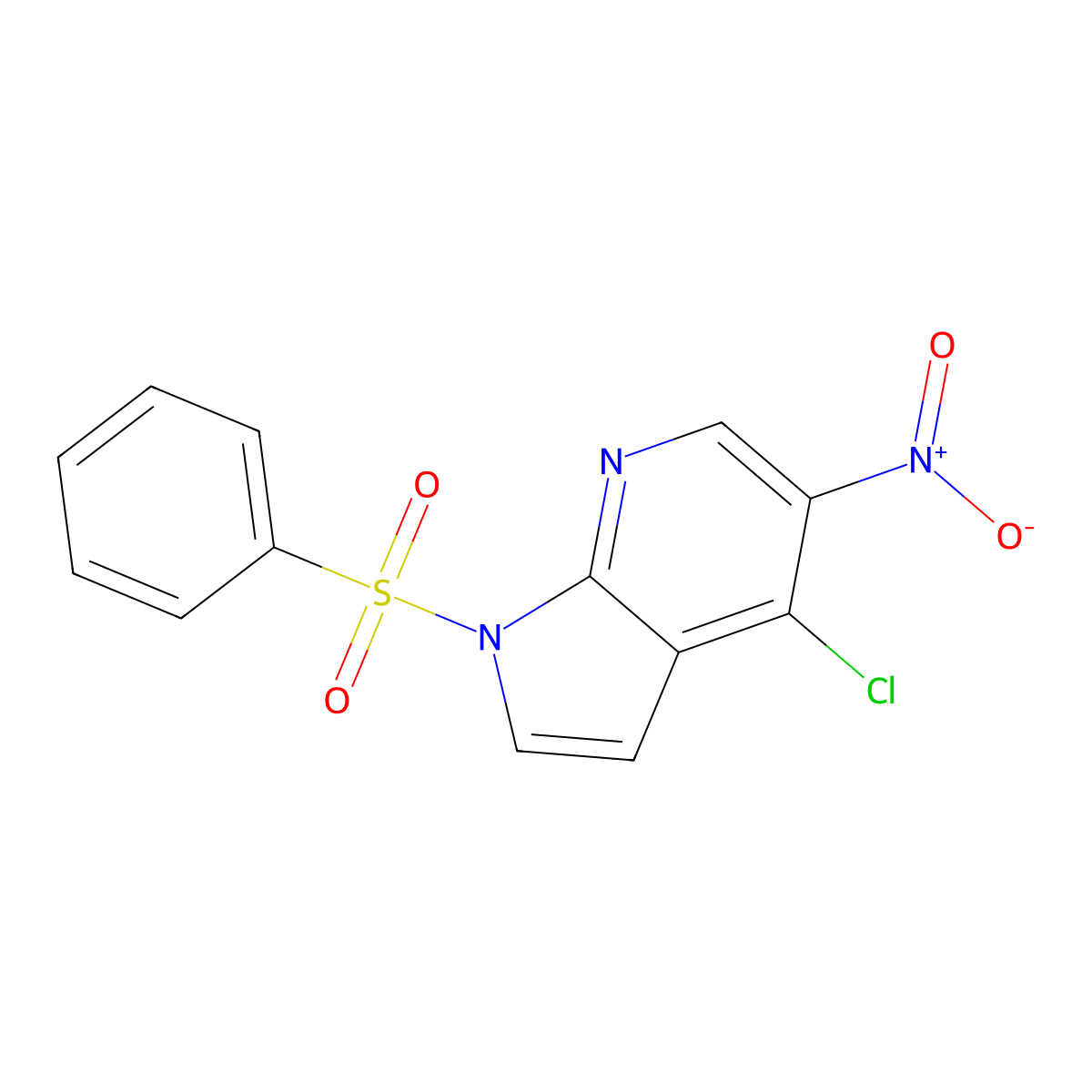 1-(benzenesulfonyl)-4-chloro-5-nitro-1H-pyrrolo(2,3-b)pyridine molecular structure, CAS 1245649-52-8