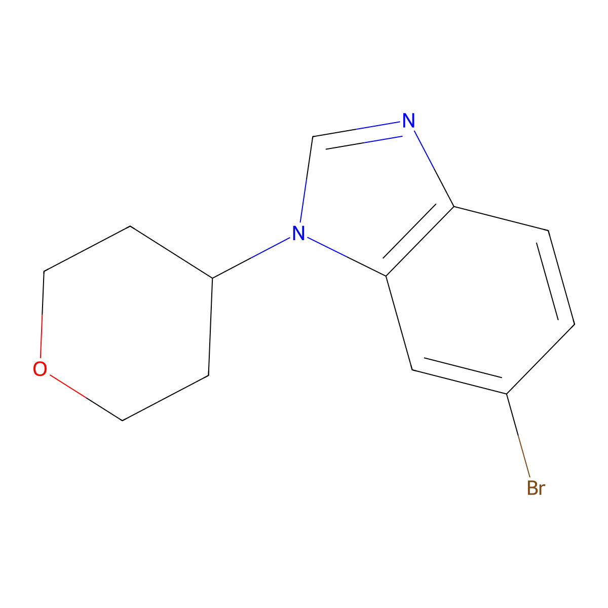 6-Bromo-1-(tetrahydro-2H-pyran-4-yl)-1H-benzo[d]imidazole molecular structure, CAS 1245649-58-4