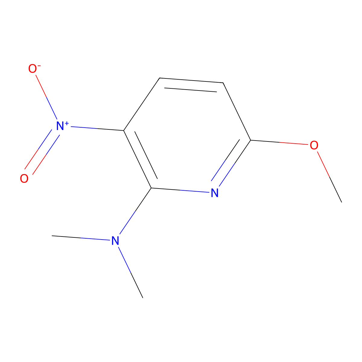 6-Methoxy-N,N-dimethyl-3-nitropyridin-2-amine molecular structure, CAS 1245649-60-8