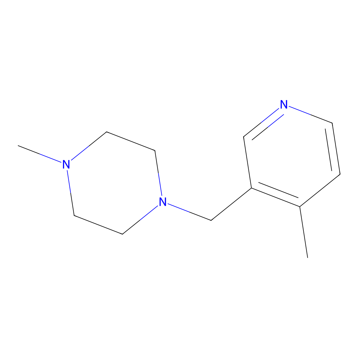 1-Methyl-4-((4-methylpyridin-3-yl)methyl)piperazine molecular structure, CAS 1245649-63-1