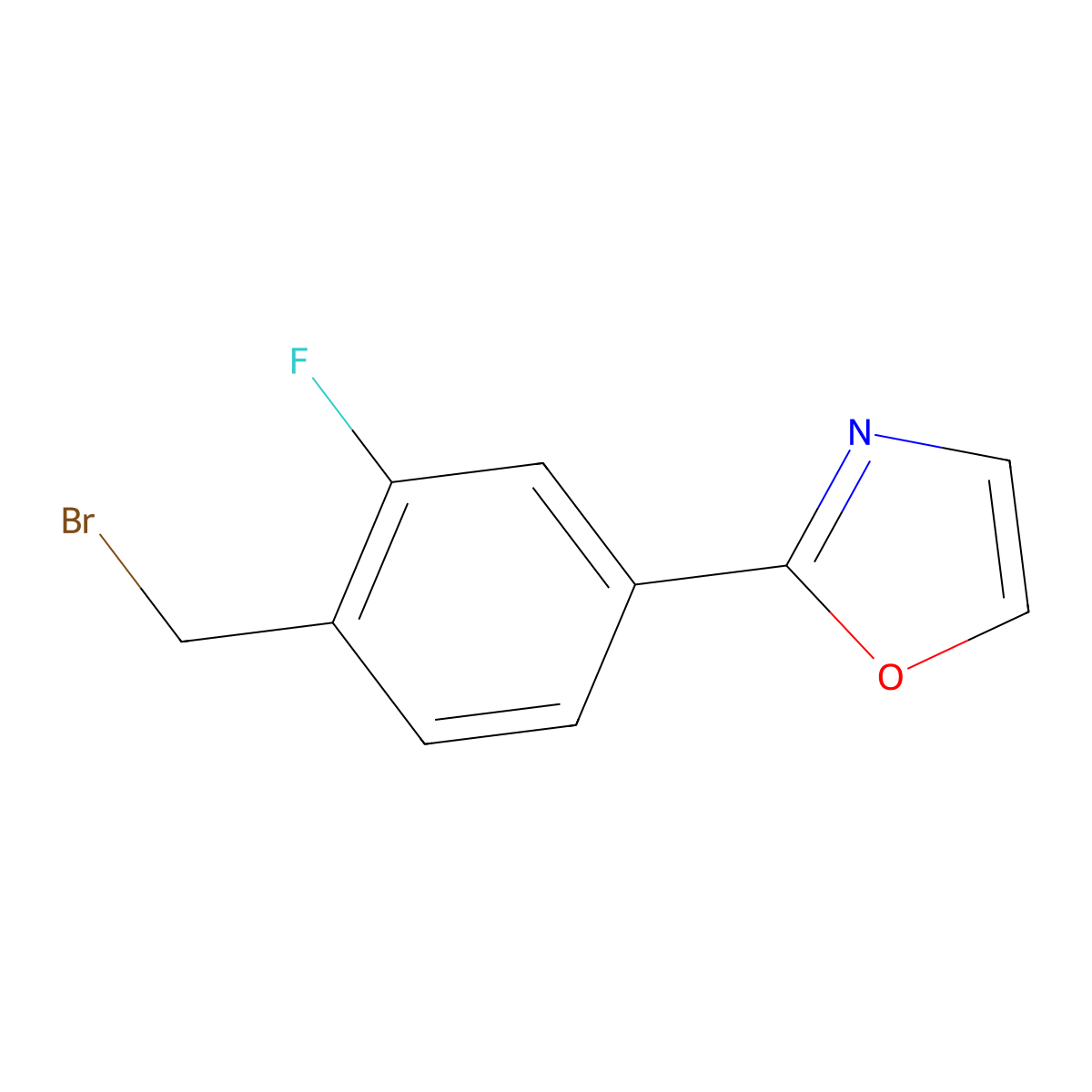 2-(4-(Bromomethyl)-3-fluorophenyl)-1,3-oxazole molecular structure, CAS 1245651-29-9