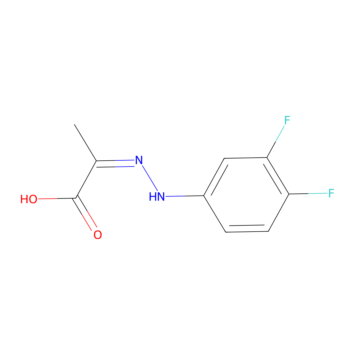 2-(2-(3,4-Difluorophenyl)hydrazono)propanoic acid molecular structure, CAS 1245652-55-4