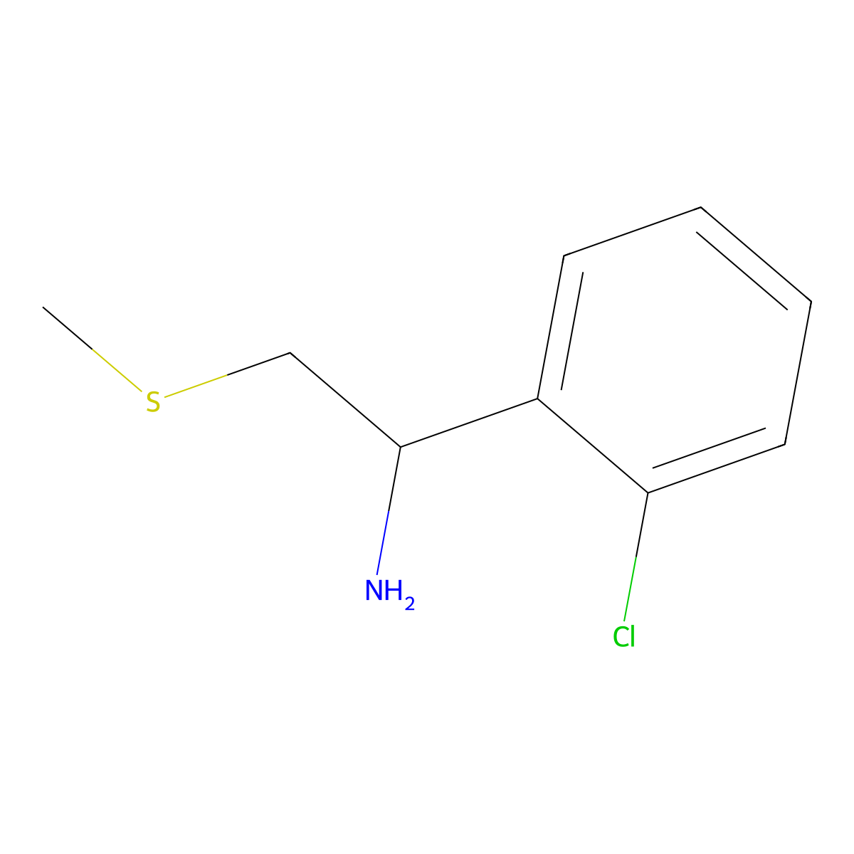 1-(2-Chlorophenyl)-2-(methylsulfanyl)ethan-1-amine molecular structure, CAS 1245697-73-7