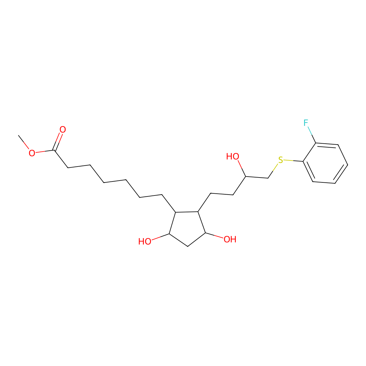Methyl 7-(2-{4-[(2-fluorophenyl)sulfanyl]-3-hydroxybutyl}-3,5-dihydroxycyclopentyl)heptanoate molecular structure, CAS 1245699-47-1