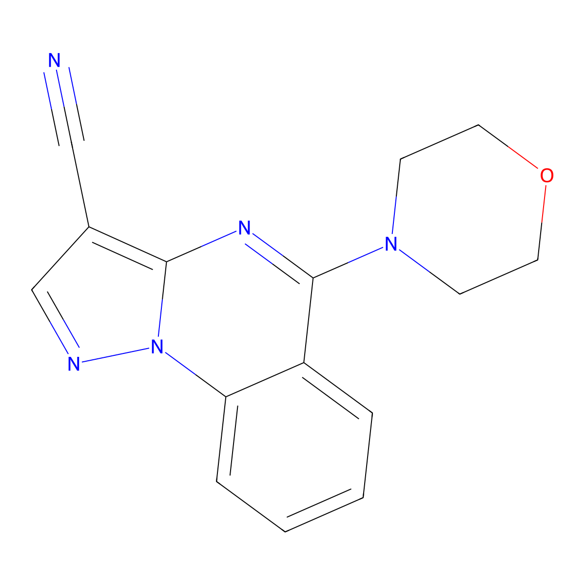 5-Morpholinopyrazolo[1,5-a]quinazoline-3-carbonitrile molecular structure, CAS 124570-61-2