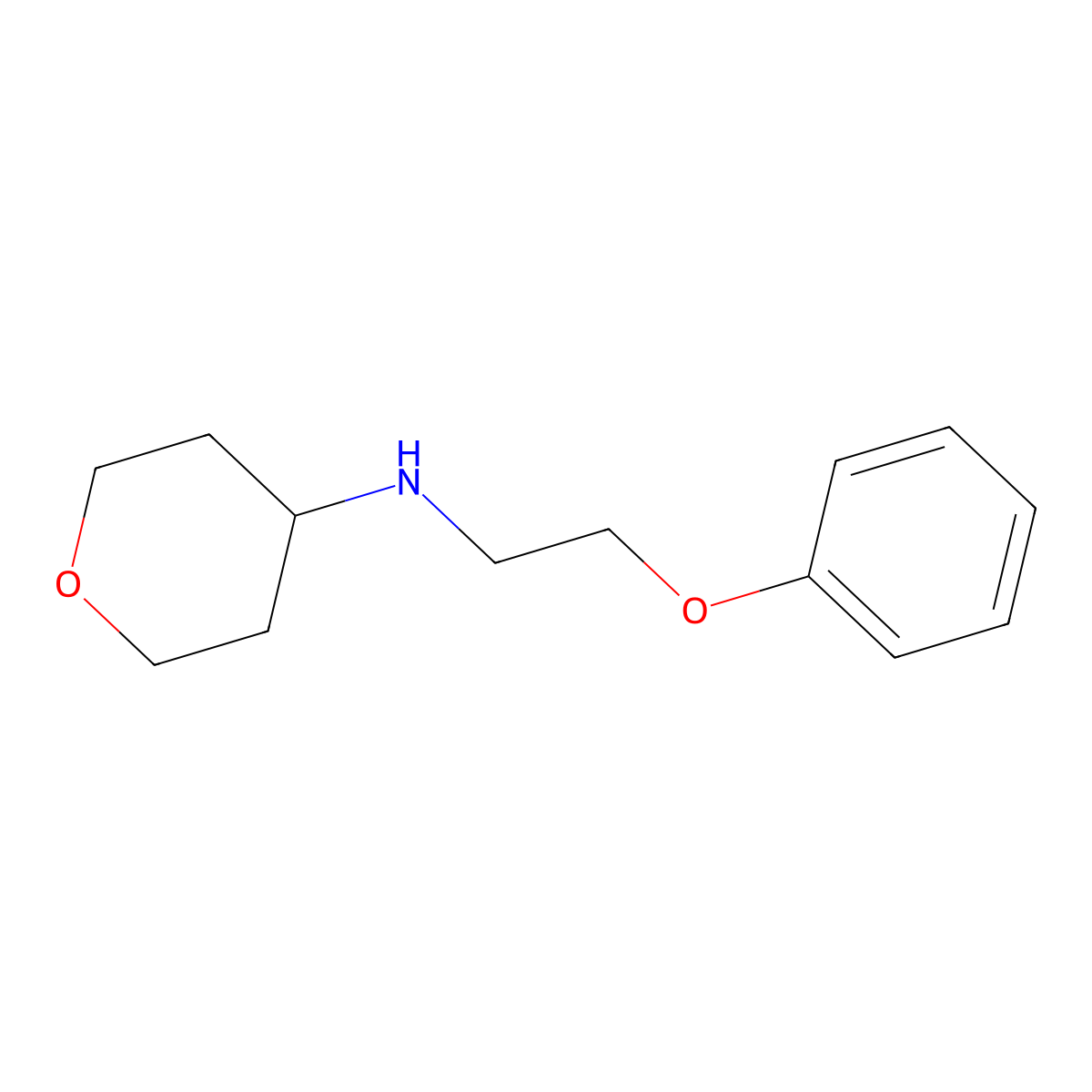 N-(2-phenoxyethyl)oxan-4-amine molecular structure, CAS 1245710-87-5