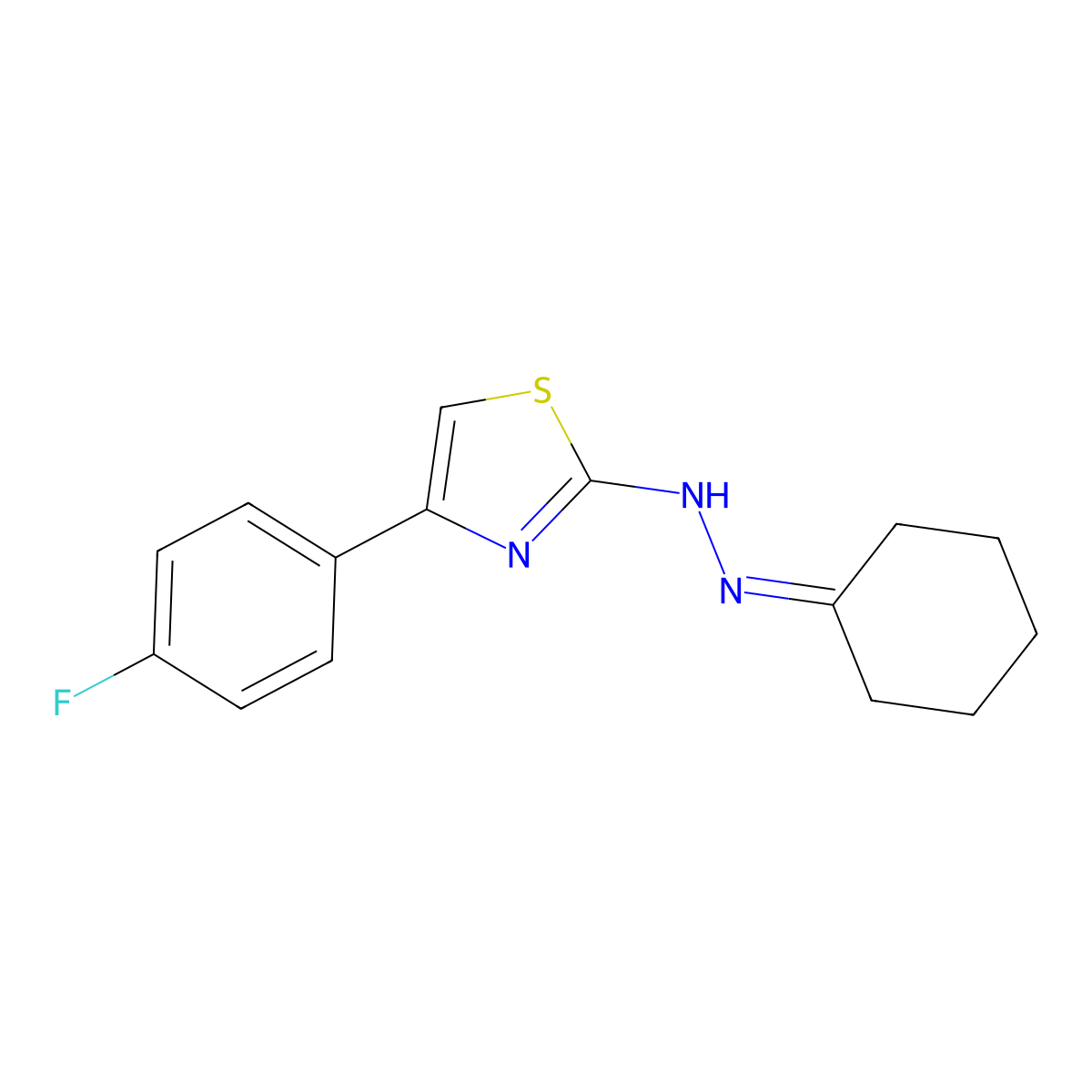 2-(2-Cyclohexylidenehydrazinyl)-4-(4-fluorophenyl)thiazole molecular structure, CAS 1245711-11-8