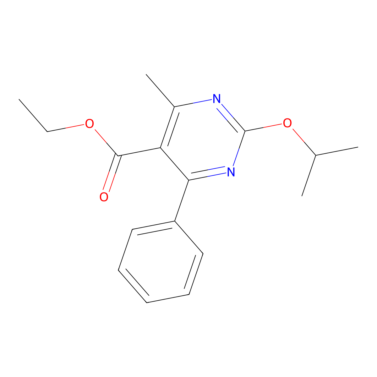 Ethyl 2-isopropoxy-4-methyl-6-phenylpyrimidine-5-carboxylate molecular structure, CAS 1245716-70-4
