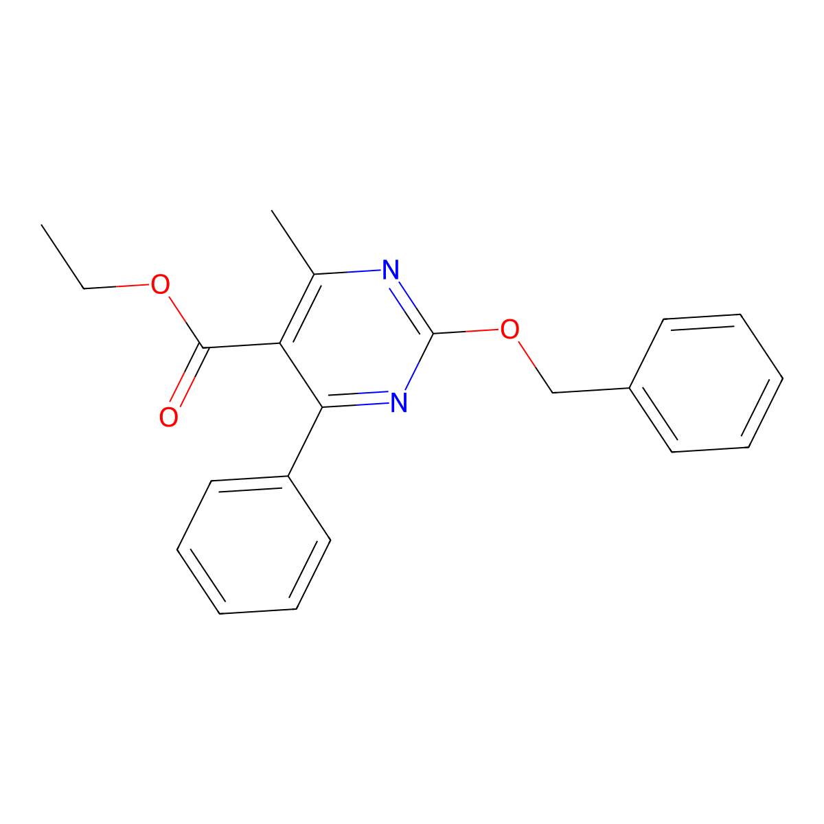 Ethyl 2-(benzyloxy)-4-methyl-6-phenylpyrimidine-5-carboxylate molecular structure, CAS 1245716-71-5