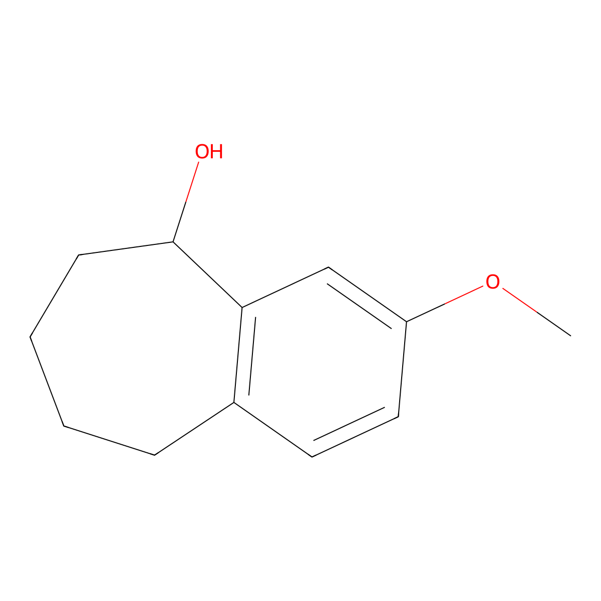 3-methoxy-6,7,8,9-tetrahydro-5H-benzo(7)annulen-5-ol molecular structure, CAS 124573-34-8