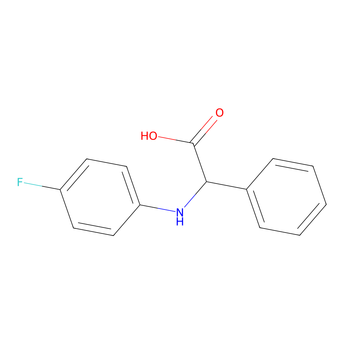 2-((4-Fluorophenyl)amino)-2-phenylacetic acid molecular structure, CAS 124573-79-1