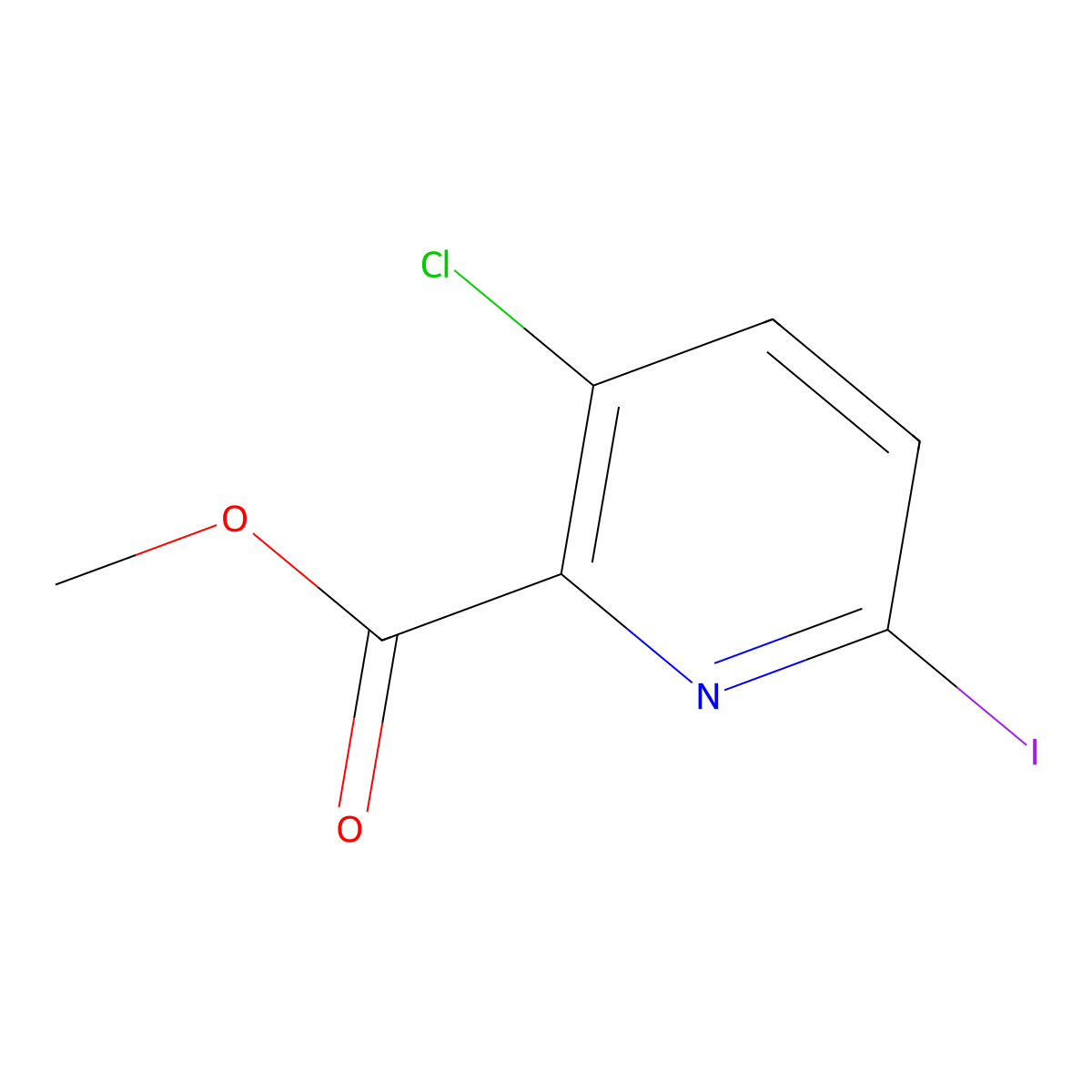 Methyl 3-chloro-6-iodopicolinate molecular structure, CAS 1245735-42-5