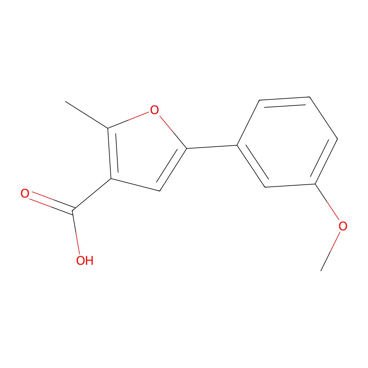 5-(3-Methoxyphenyl)-2-methylfuran-3-carboxylic acid molecular structure, CAS 1245740-23-1
