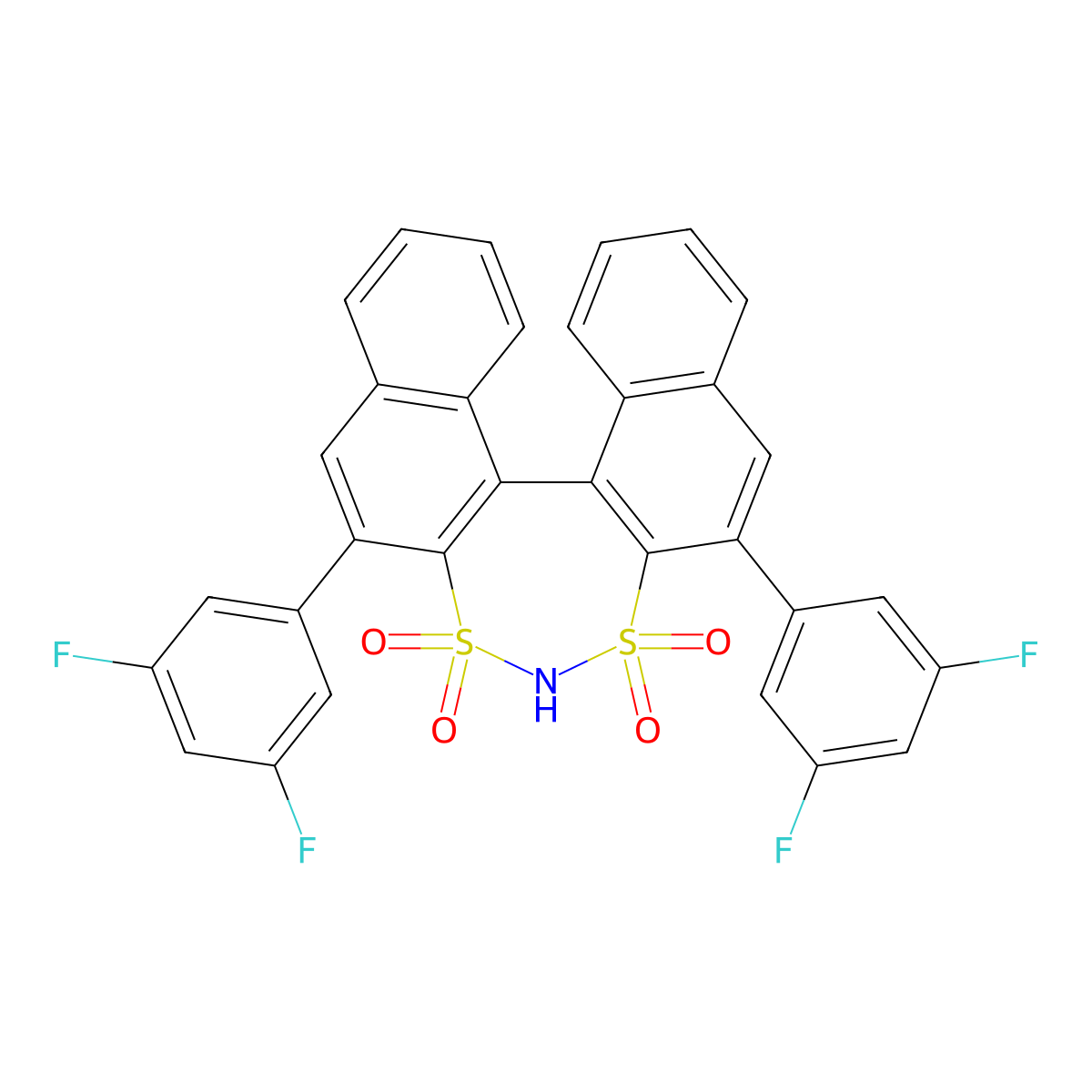 (11bR)-2,6-Bis(3,5-difluorophenyl)-4H-dinaphtho[2,1-d:1',2'-f][1,3,2]dithiazepine 3,3,5,5-tetraoxide molecular structure, CAS 1245748-62-2