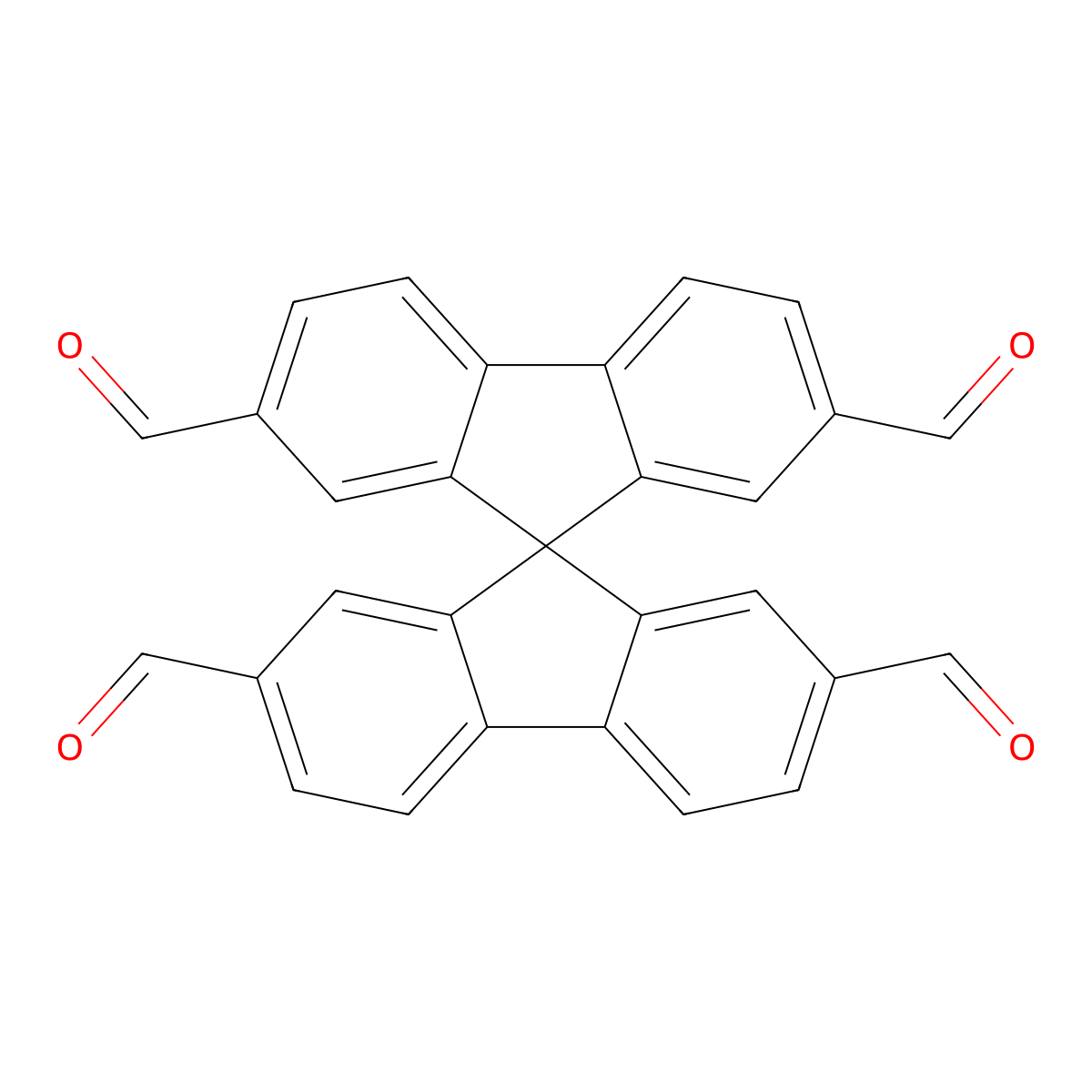 9,9'-Spirobi[fluorene]-2,2',7,7'-tetracarbaldehyde molecular structure, CAS 124575-63-9