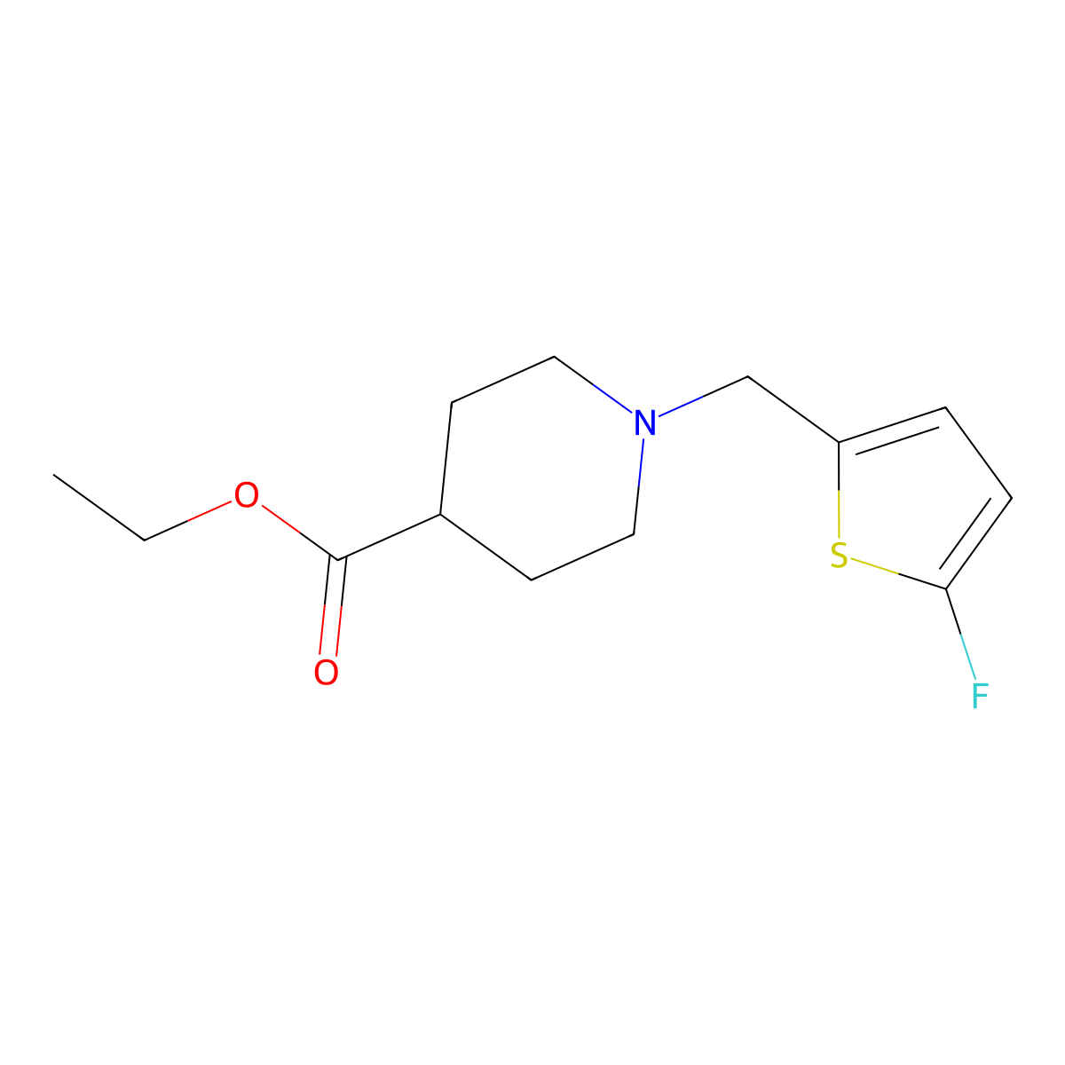 Ethyl 1-((5-fluorothiophen-2-yl)methyl)piperidine-4-carboxylate molecular structure, CAS 1245771-48-5