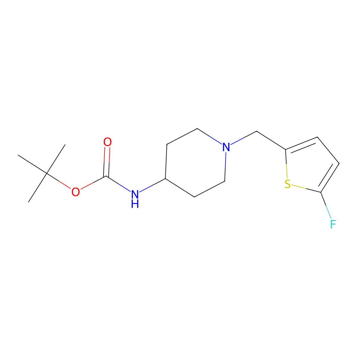 Tert-butyl 1-[(5-fluorothien-2-yl)methyl]piperidin-4-ylcarbamate molecular structure, CAS 1245771-52-1
