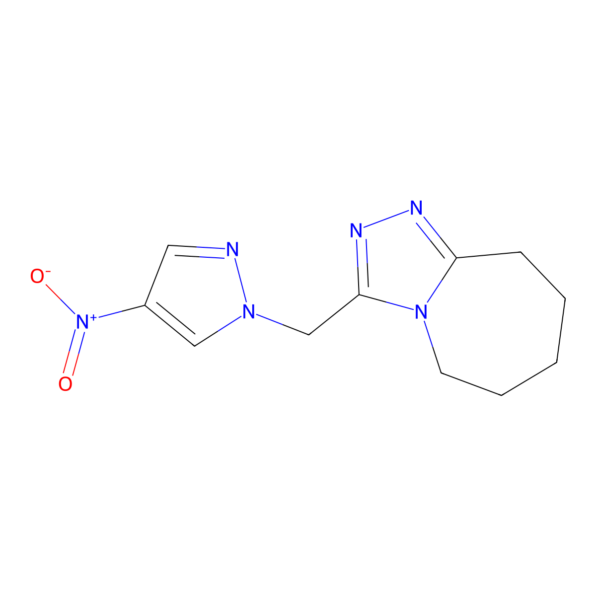 3-[(4-nitro-1H-pyrazol-1-yl)methyl]-6,7,8,9-tetrahydro-5H-[1,2,4]triazolo[4,3-a]azepine molecular structure, CAS 1245771-56-5