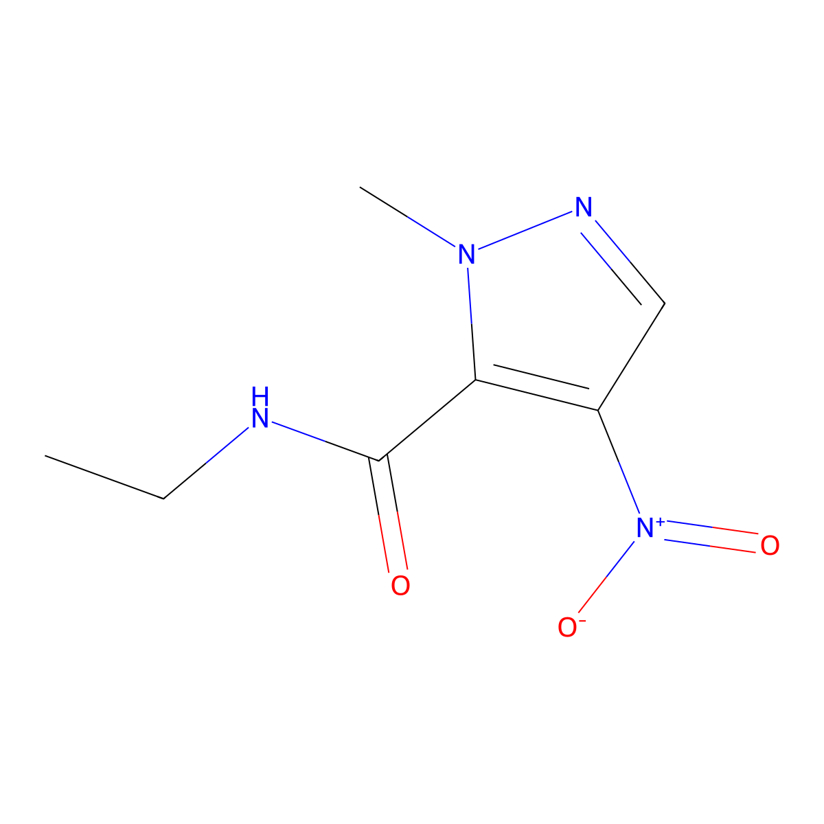 N-ethyl-1-methyl-4-nitro-1H-pyrazole-5-carboxamide molecular structure, CAS 1245771-58-7