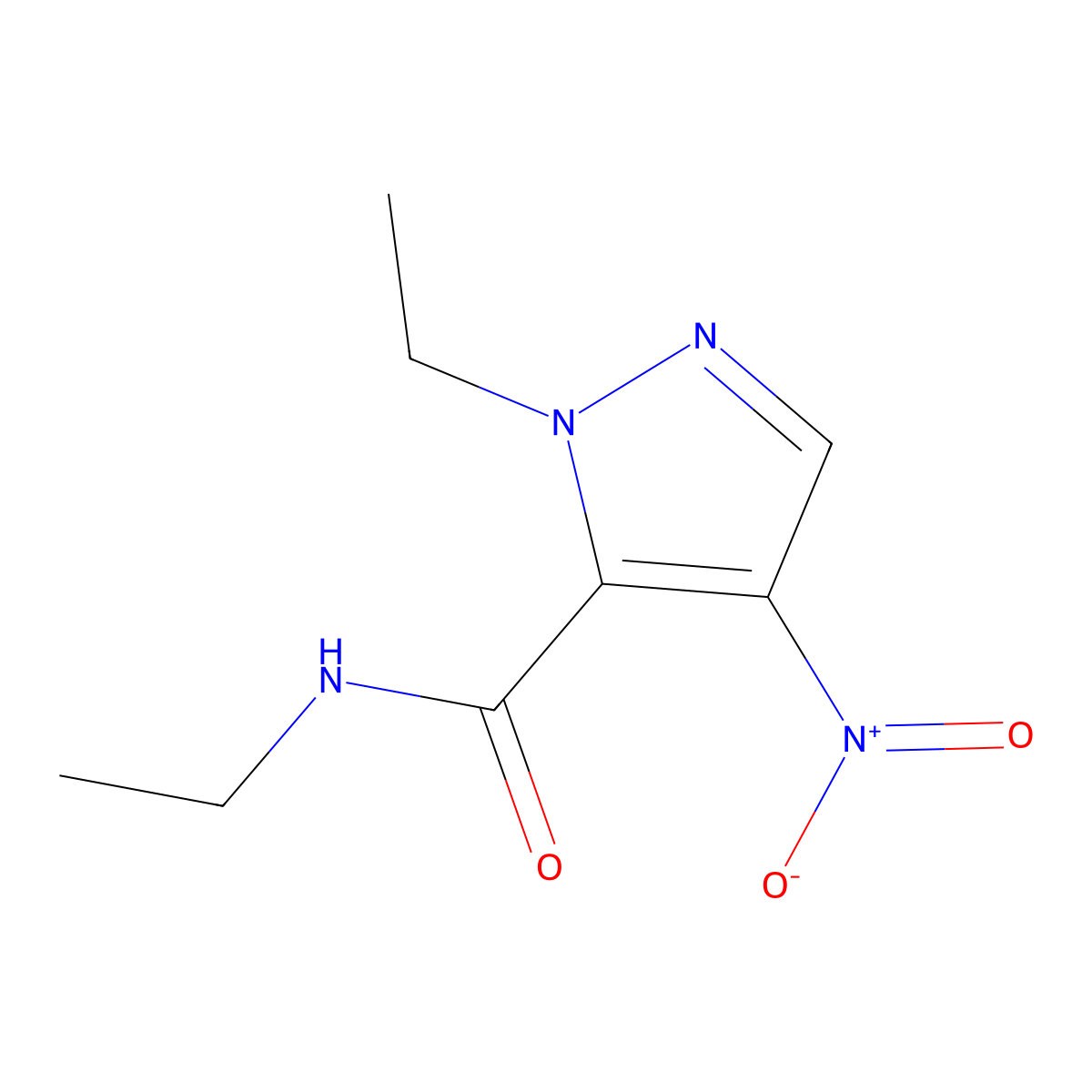 N,1-diethyl-4-nitro-1H-pyrazole-5-carboxamide molecular structure, CAS 1245771-62-3