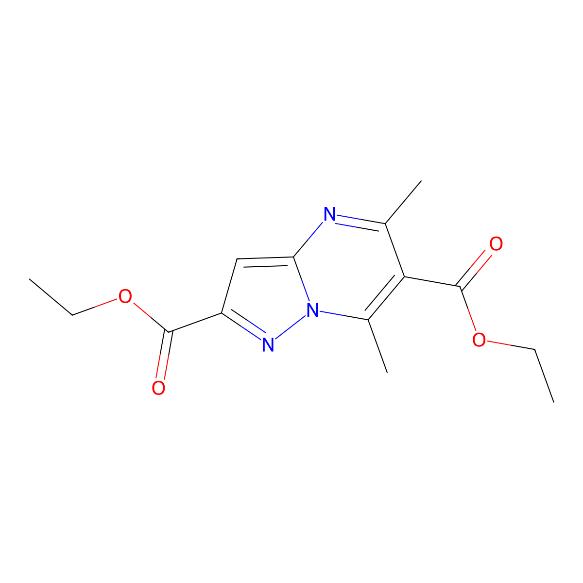 Diethyl 5,7-dimethylpyrazolo[1,5-a]pyrimidine-2,6-dicarboxylate molecular structure, CAS 1245771-63-4