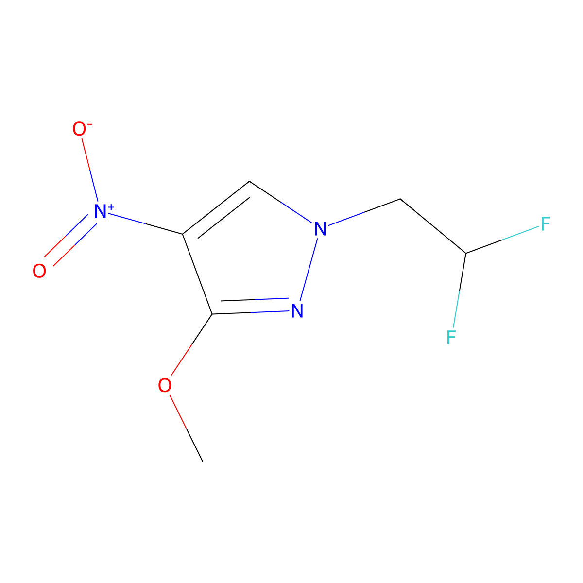 1-(2,2-Difluoroethyl)-3-methoxy-4-nitro-1H-pyrazole molecular structure, CAS 1245771-68-9