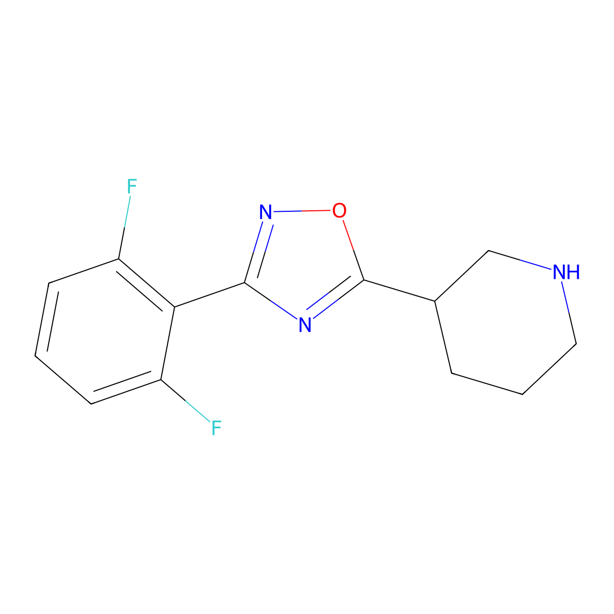 3-(2,6-Difluorophenyl)-5-(piperidin-3-yl)-1,2,4-oxadiazole molecular structure, CAS 1245771-71-4