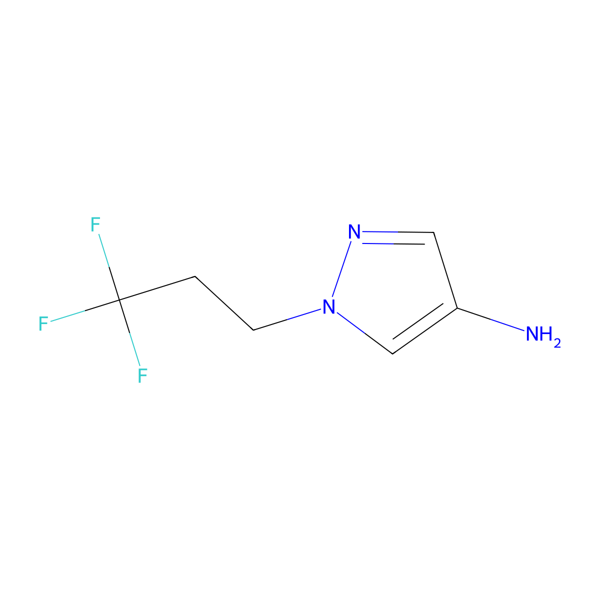 1-(3,3,3-trifluoropropyl)-1H-pyrazol-4-amine molecular structure, CAS 1245771-72-5