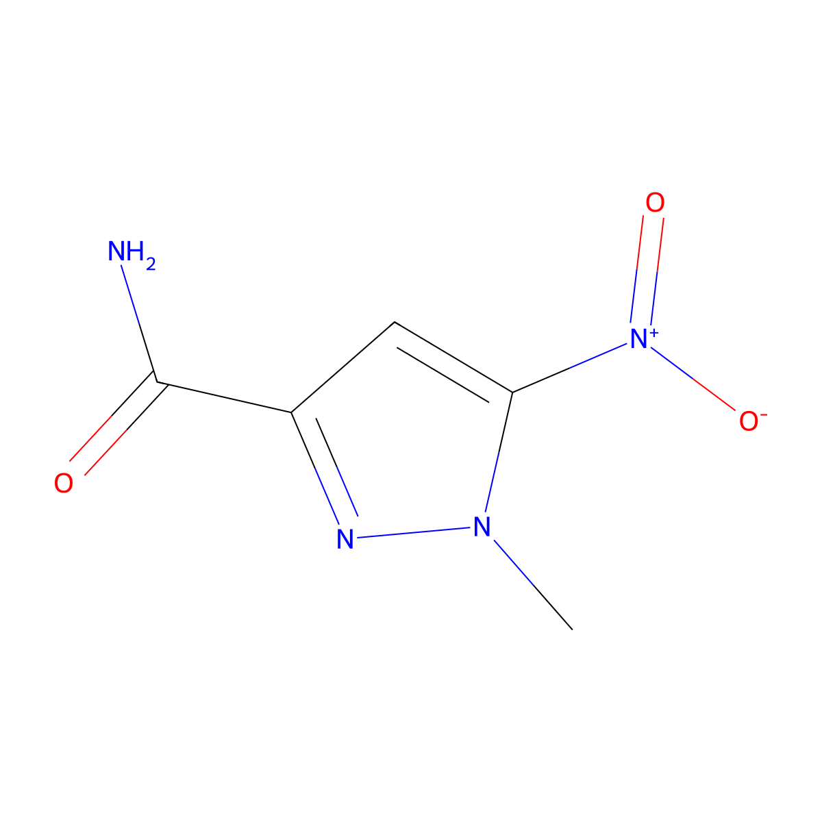 1-methyl-5-nitro-1H-pyrazole-3-carboxamide molecular structure, CAS 1245771-73-6