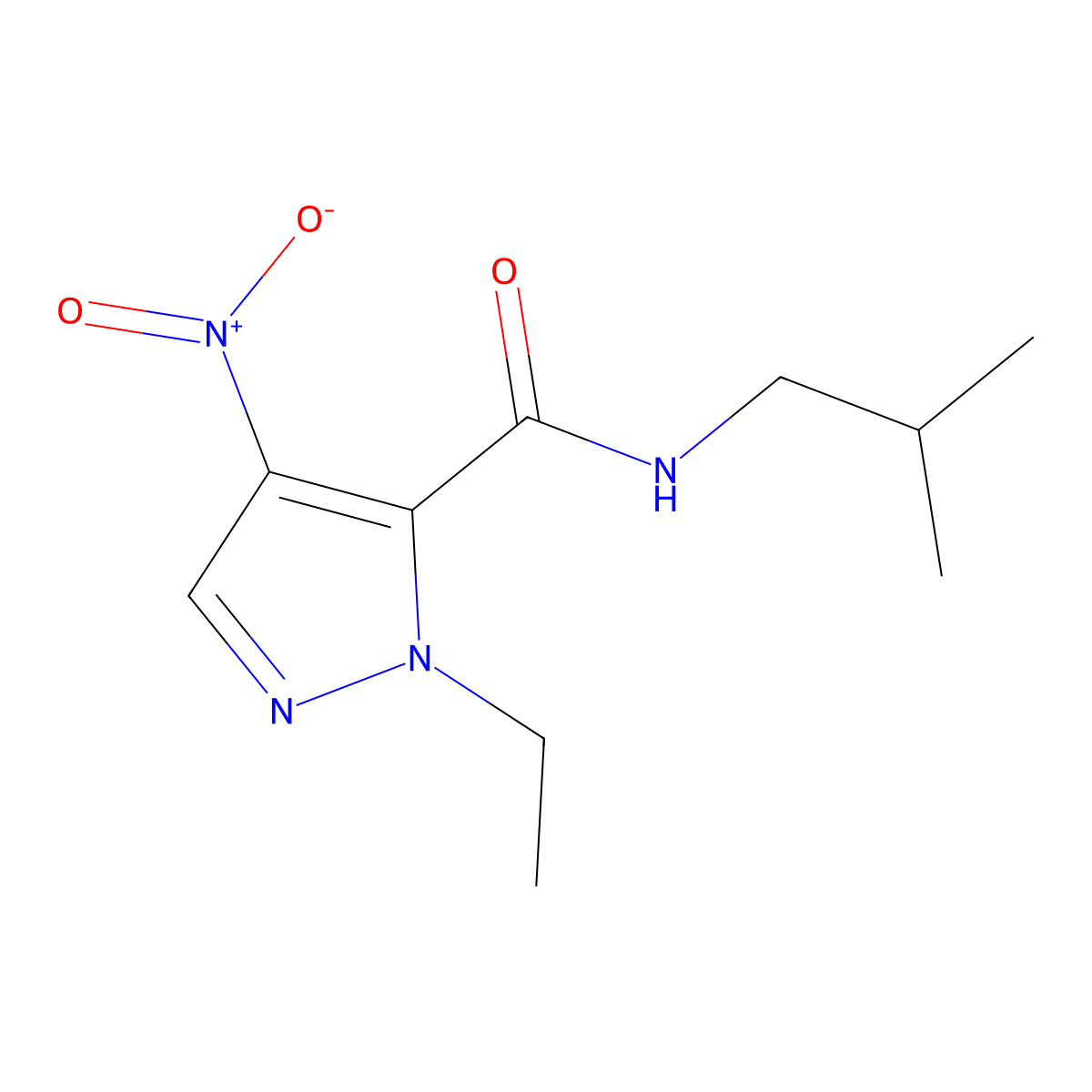 1-ethyl-N-isobutyl-4-nitro-1H-pyrazole-5-carboxamide molecular structure, CAS 1245771-74-7