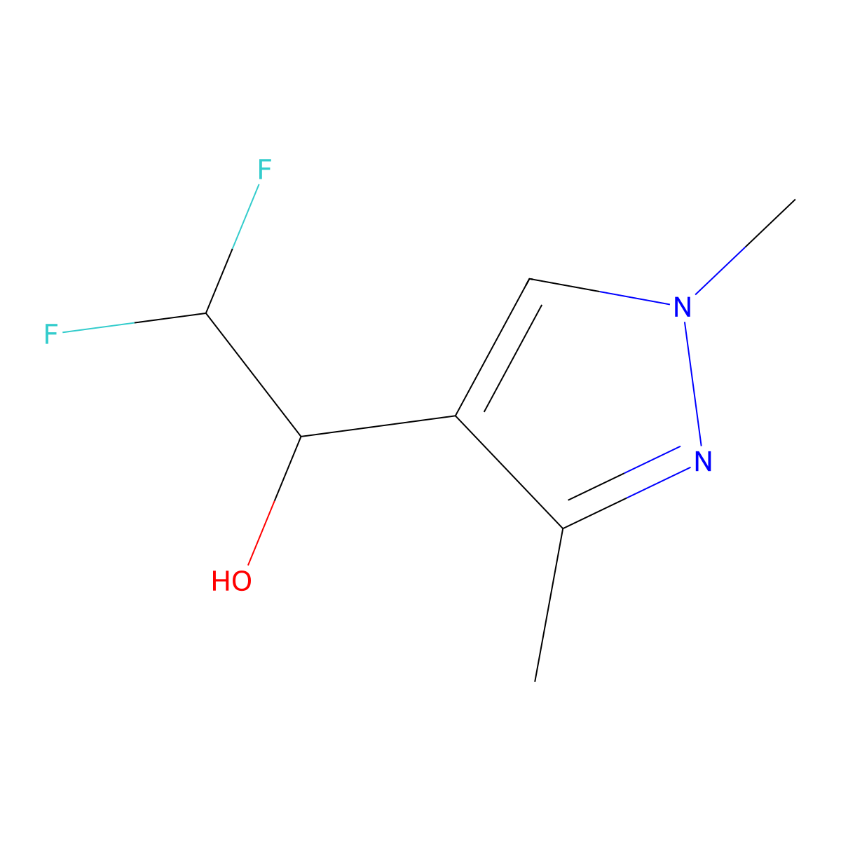 1-(1,3-Dimethyl-1H-pyrazol-4-yl)-2,2-difluoroethanol molecular structure, CAS 1245771-85-0