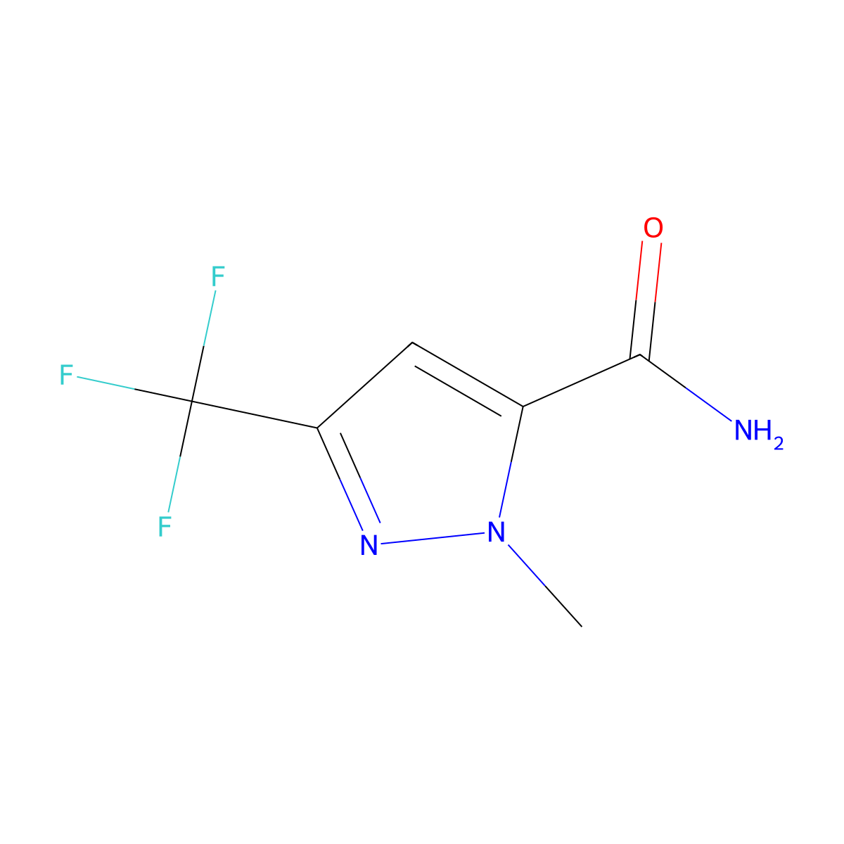 1-methyl-3-(trifluoromethyl)-1H-pyrazole-5-carboxamide molecular structure, CAS 1245771-97-4