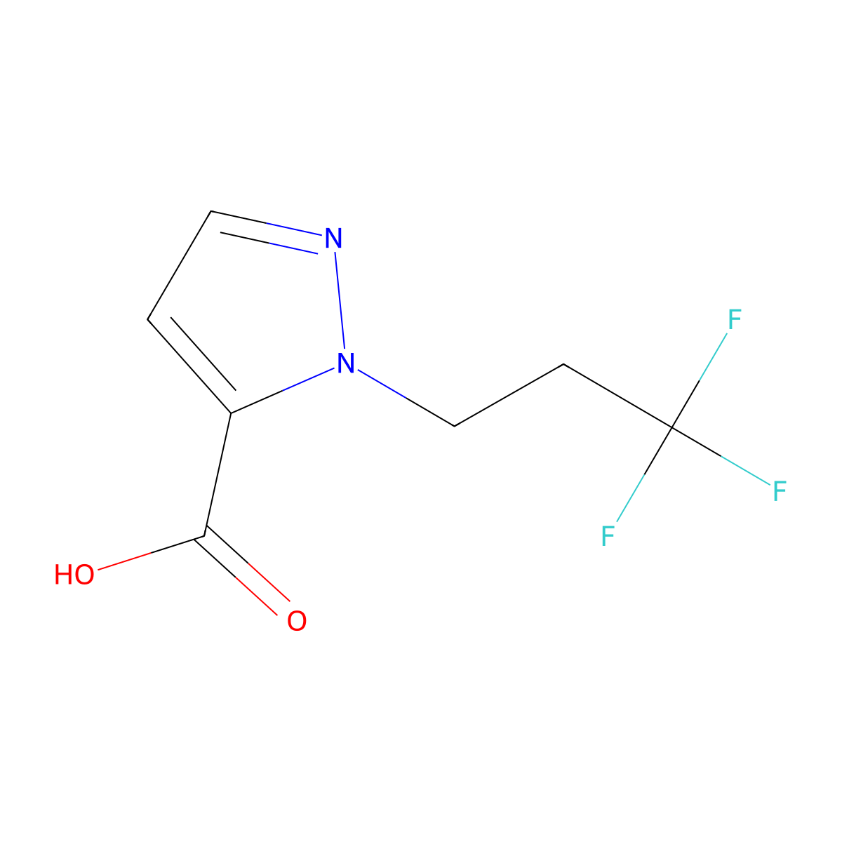 1-(3,3,3-trifluoropropyl)-1H-pyrazole-5-carboxylic acid molecular structure, CAS 1245772-05-7