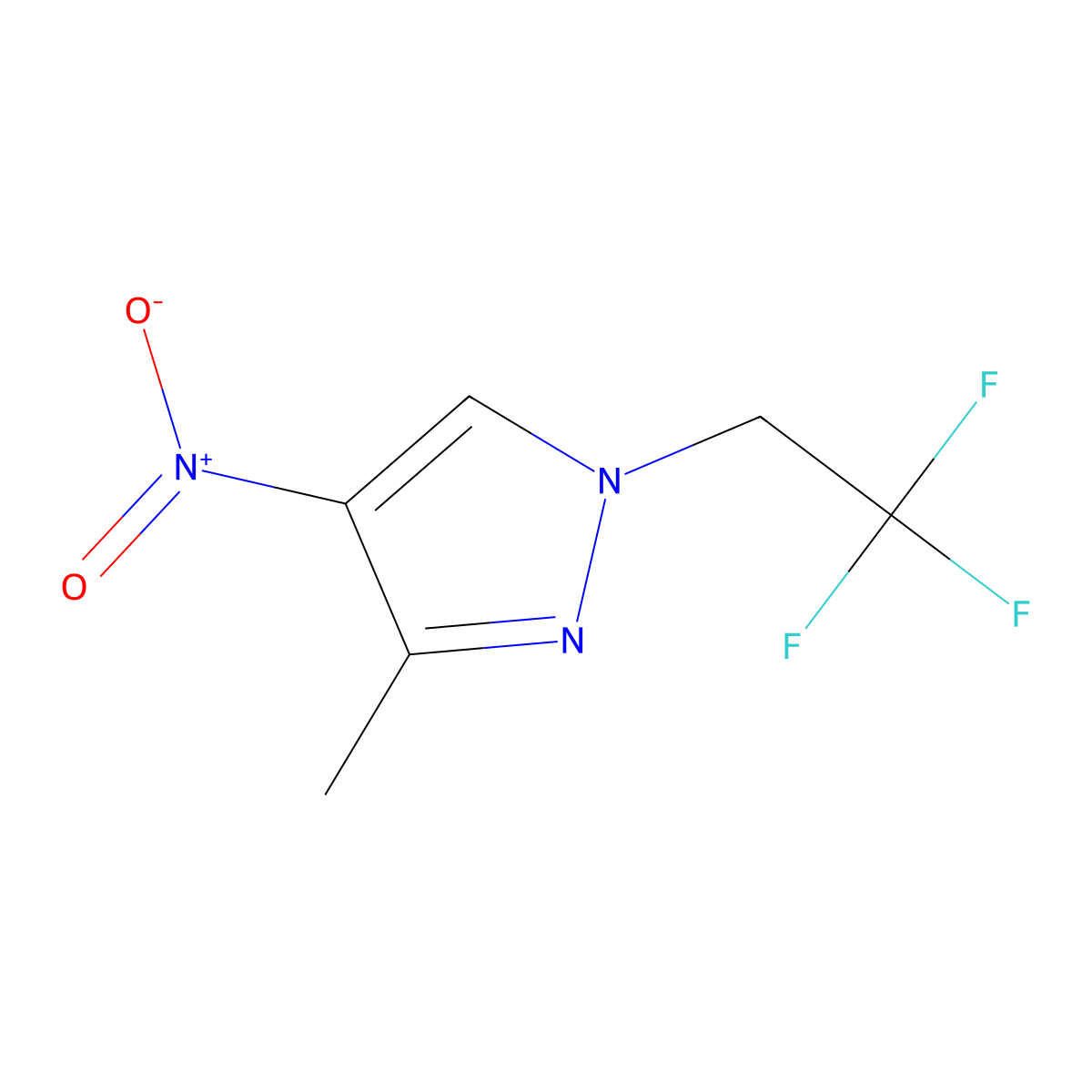 3-methyl-4-nitro-1-(2,2,2-trifluoroethyl)-1H-pyrazole molecular structure, CAS 1245772-08-0