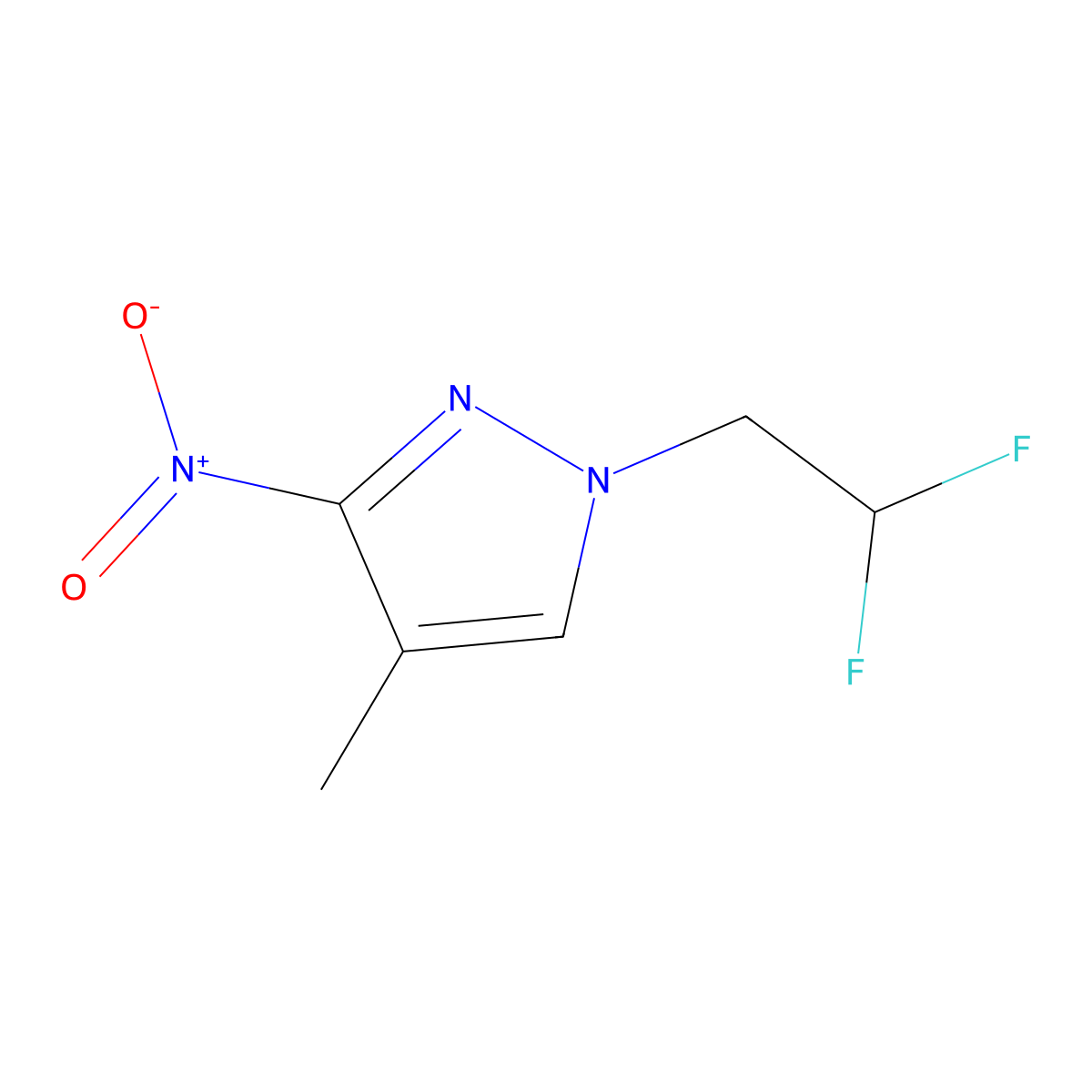1-(2,2-difluoroethyl)-4-methyl-3-nitro-1H-pyrazole molecular structure, CAS 1245772-09-1