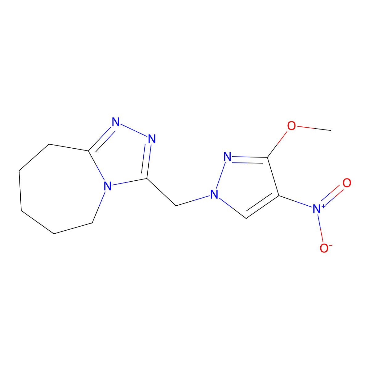 3-[(3-methoxy-4-nitro-1H-pyrazol-1-yl)methyl]-6,7,8,9-tetrahydro-5H-[1,2,4]triazolo[4,3-a]azepine molecular structure, CAS 1245772-20-6
