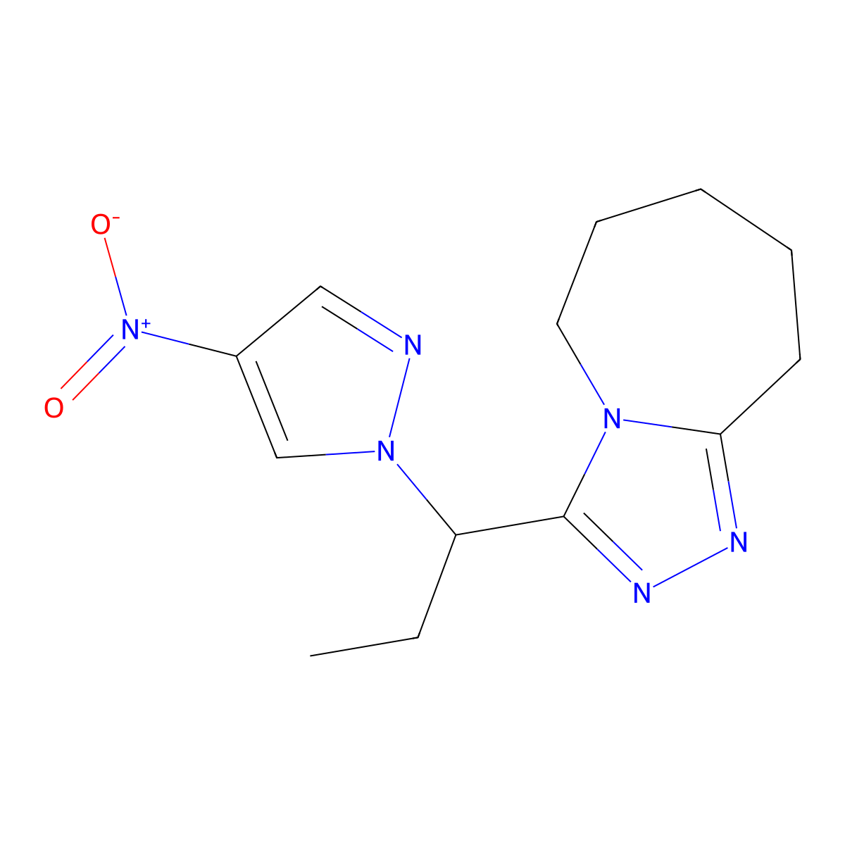 3-[1-(4-nitro-1H-pyrazol-1-yl)propyl]-6,7,8,9-tetrahydro-5H-[1,2,4]triazolo[4,3-a]azepine molecular structure, CAS 1245772-22-8