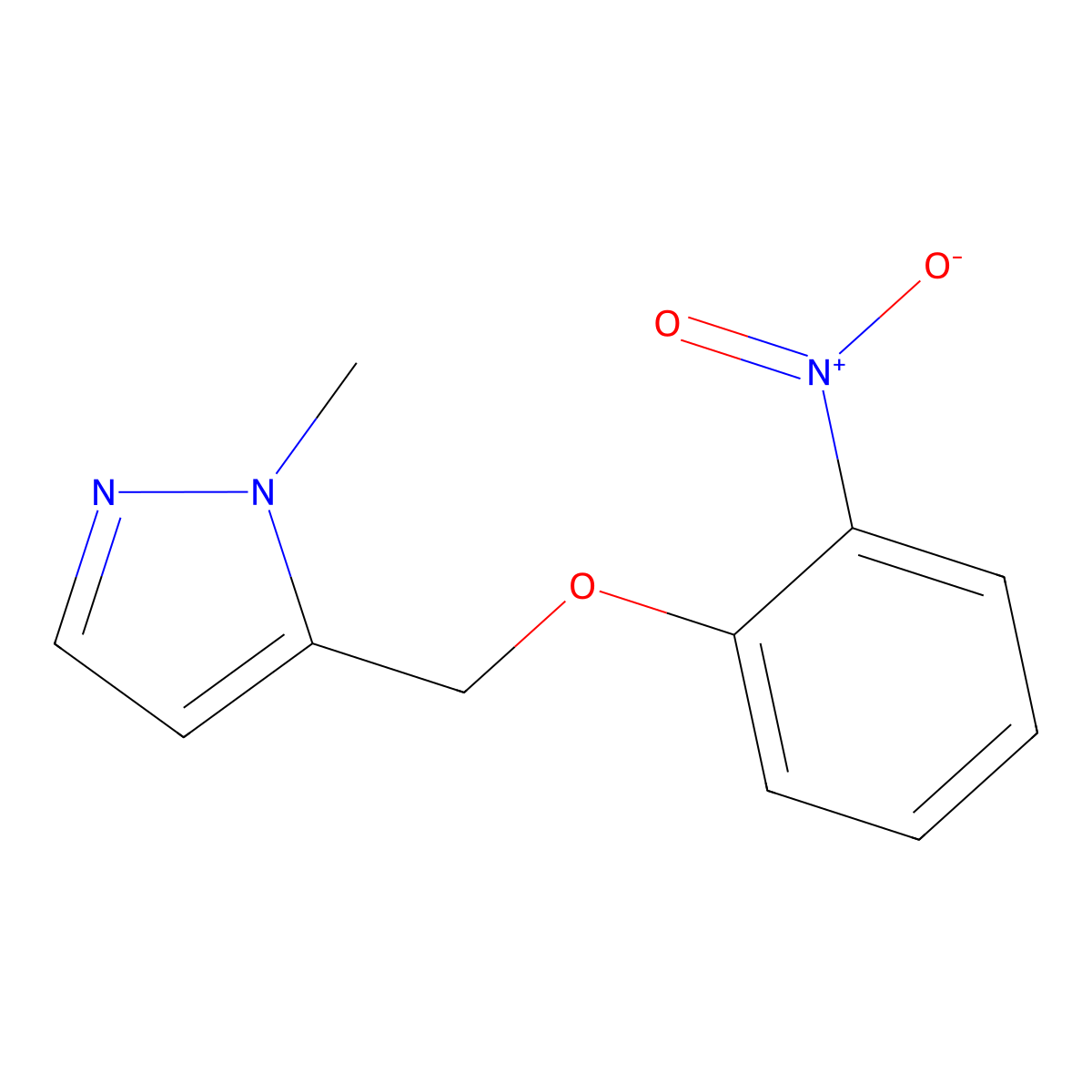 1-methyl-5-[(2-nitrophenoxy)methyl]-1H-pyrazole molecular structure, CAS 1245772-30-8