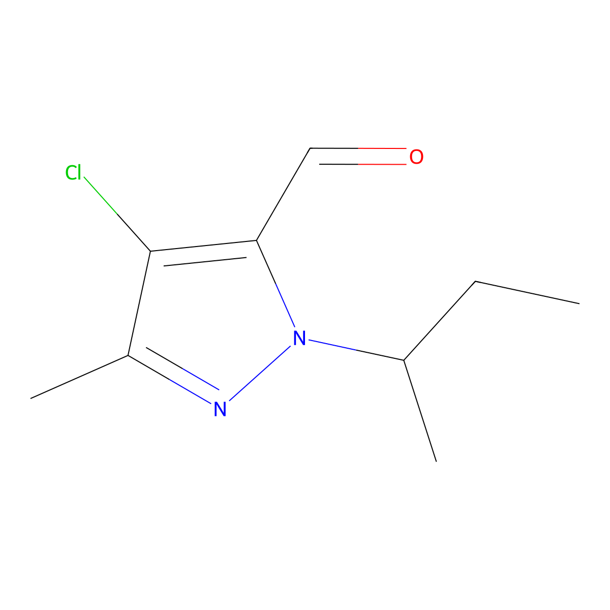 1-(sec-Butyl)-4-chloro-3-methyl-1H-pyrazole-5-carbaldehyde molecular structure, CAS 1245772-41-1