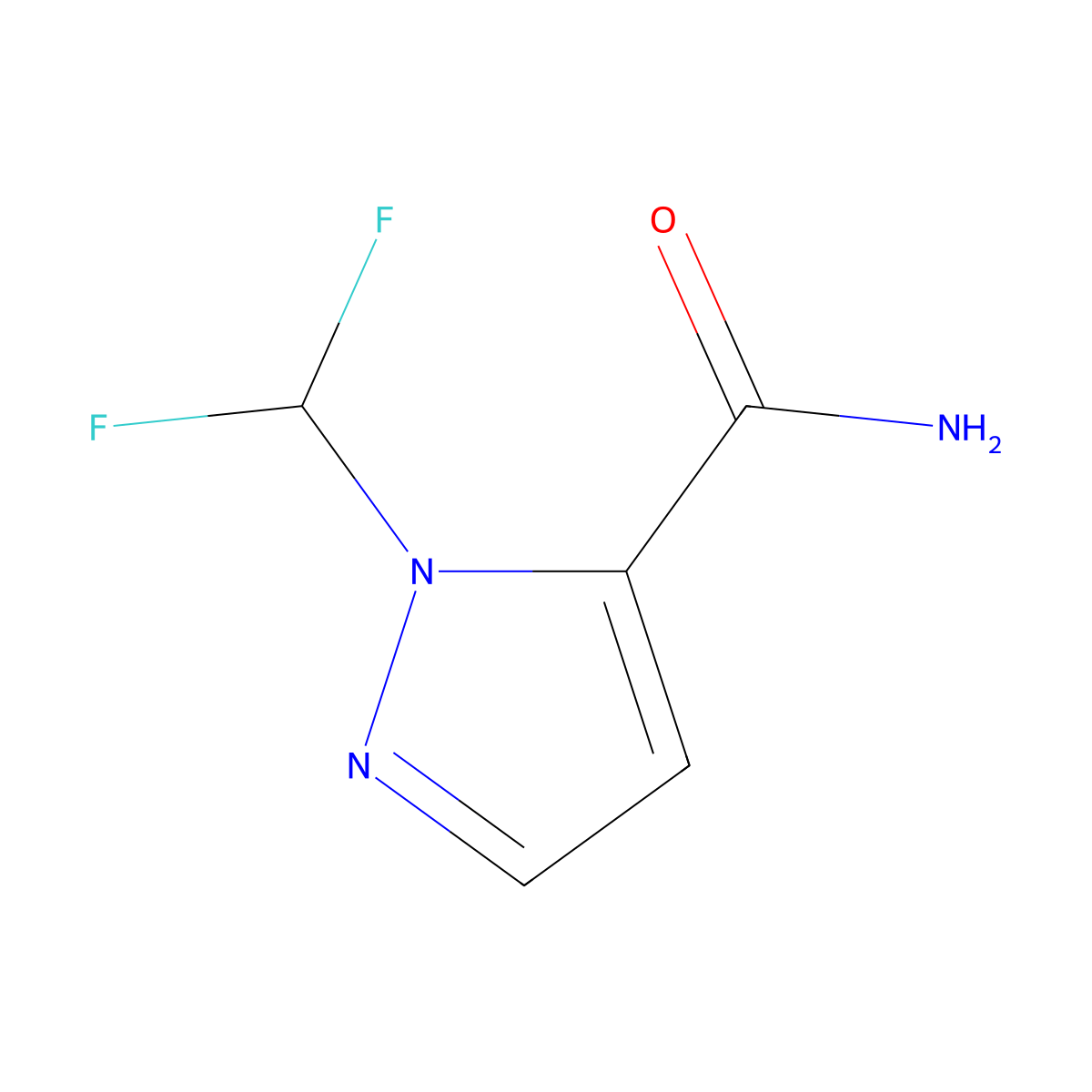 1-(difluoromethyl)-1H-pyrazole-5-carboxamide molecular structure, CAS 1245772-44-4