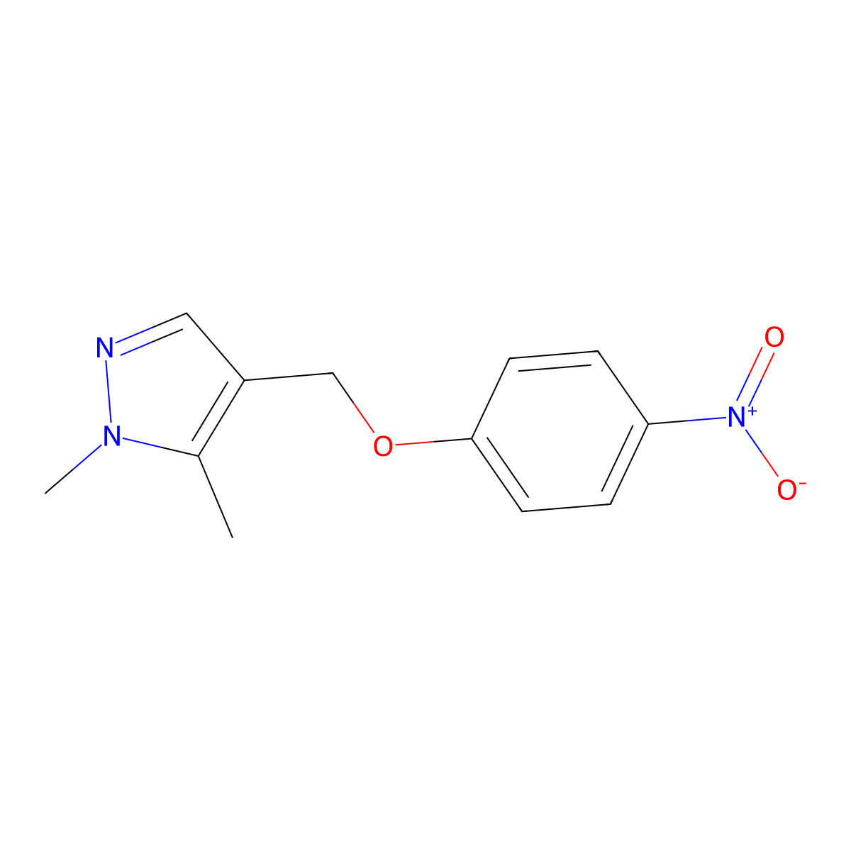 1,5-dimethyl-4-[(4-nitrophenoxy)methyl]-1H-pyrazole molecular structure, CAS 1245772-62-6