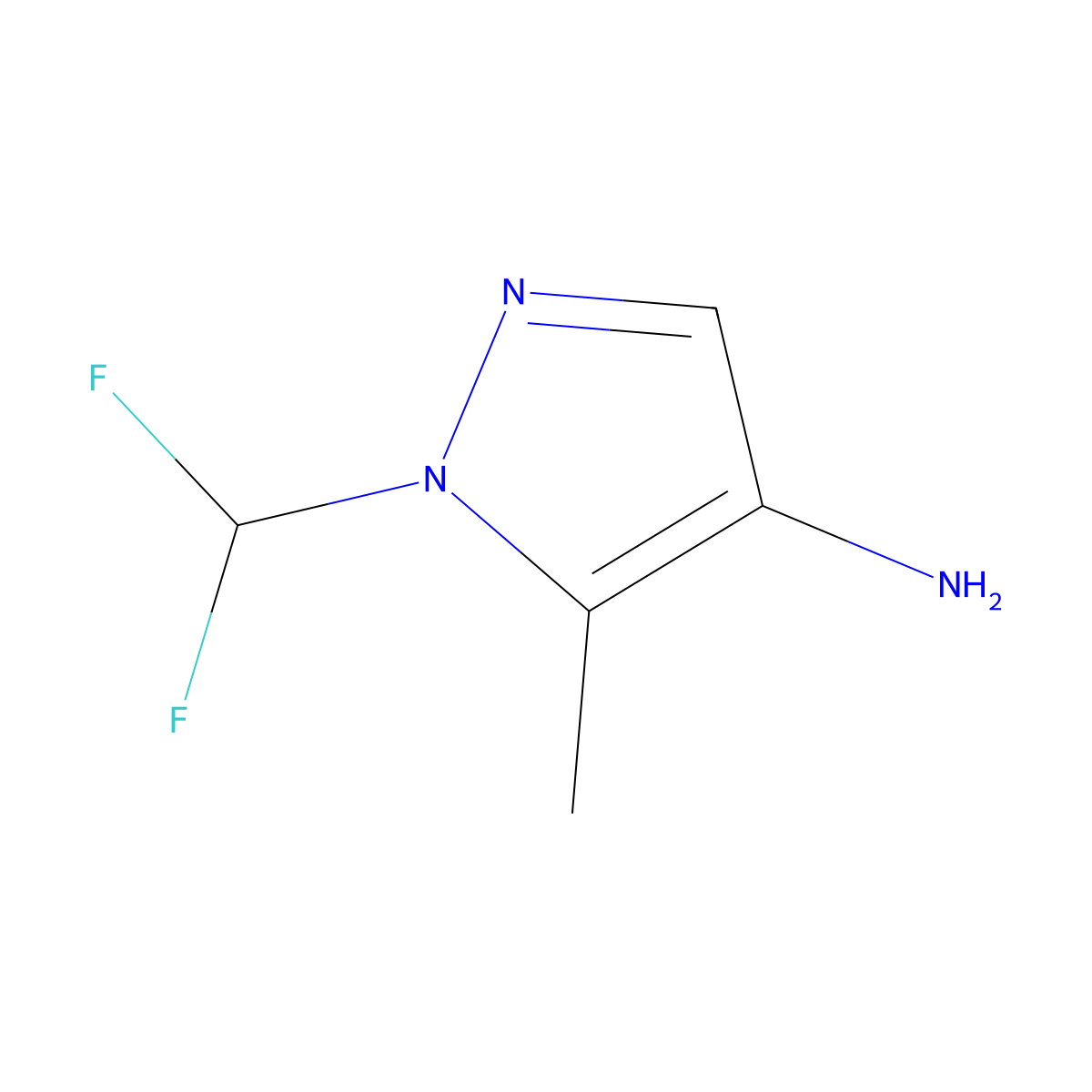 1-(difluoromethyl)-5-methyl-1H-pyrazol-4-amine molecular structure, CAS 1245772-66-0