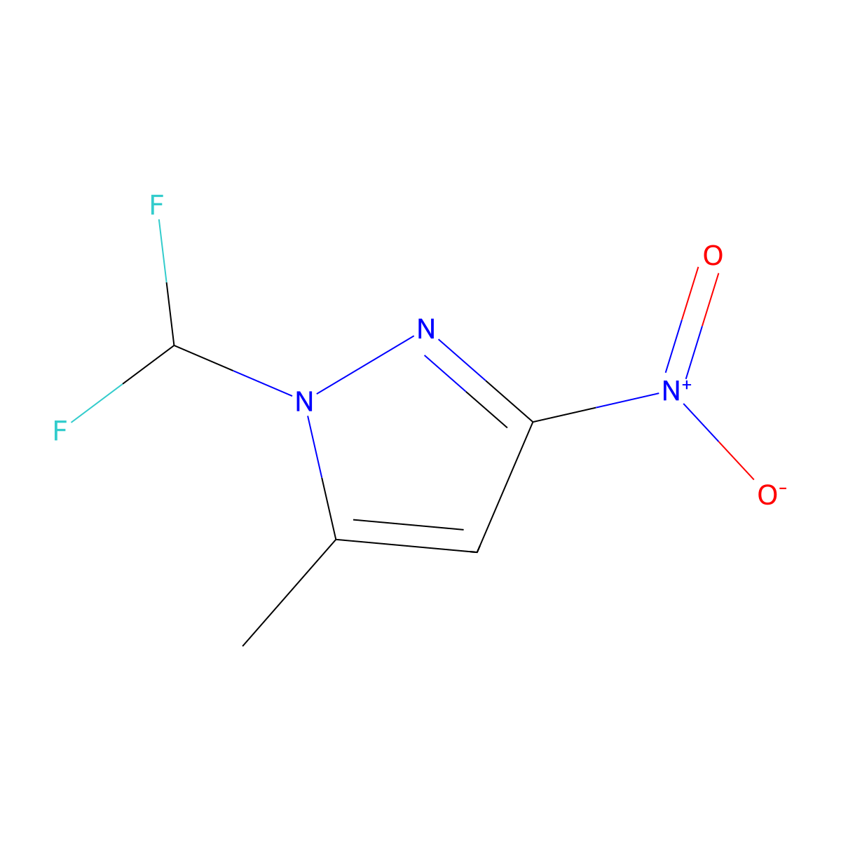 1-(difluoromethyl)-5-methyl-3-nitro-1H-pyrazole molecular structure, CAS 1245772-67-1