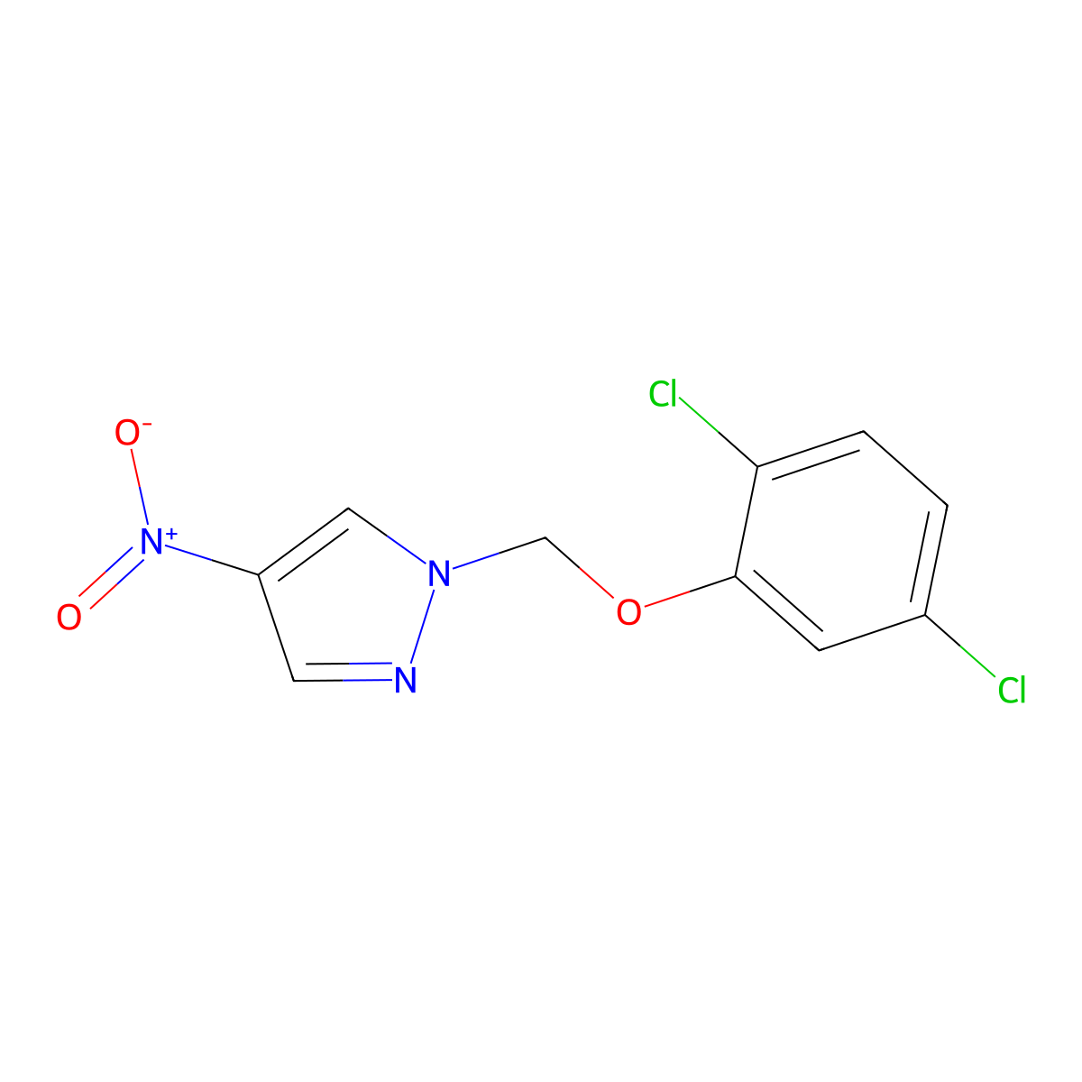 1-[(2,5-dichlorophenoxy)methyl]-4-nitro-1H-pyrazole molecular structure, CAS 1245772-73-9