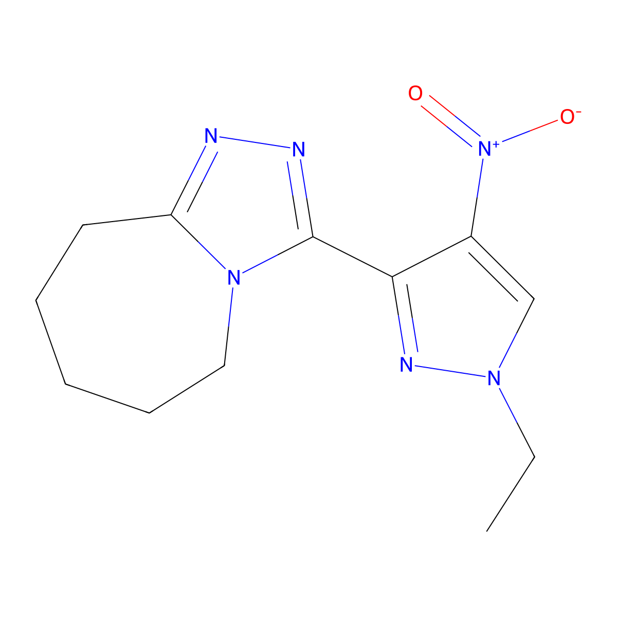 3-(1-ethyl-4-nitro-1H-pyrazol-3-yl)-6,7,8,9-tetrahydro-5H-[1,2,4]triazolo[4,3-a]azepine molecular structure, CAS 1245772-81-9