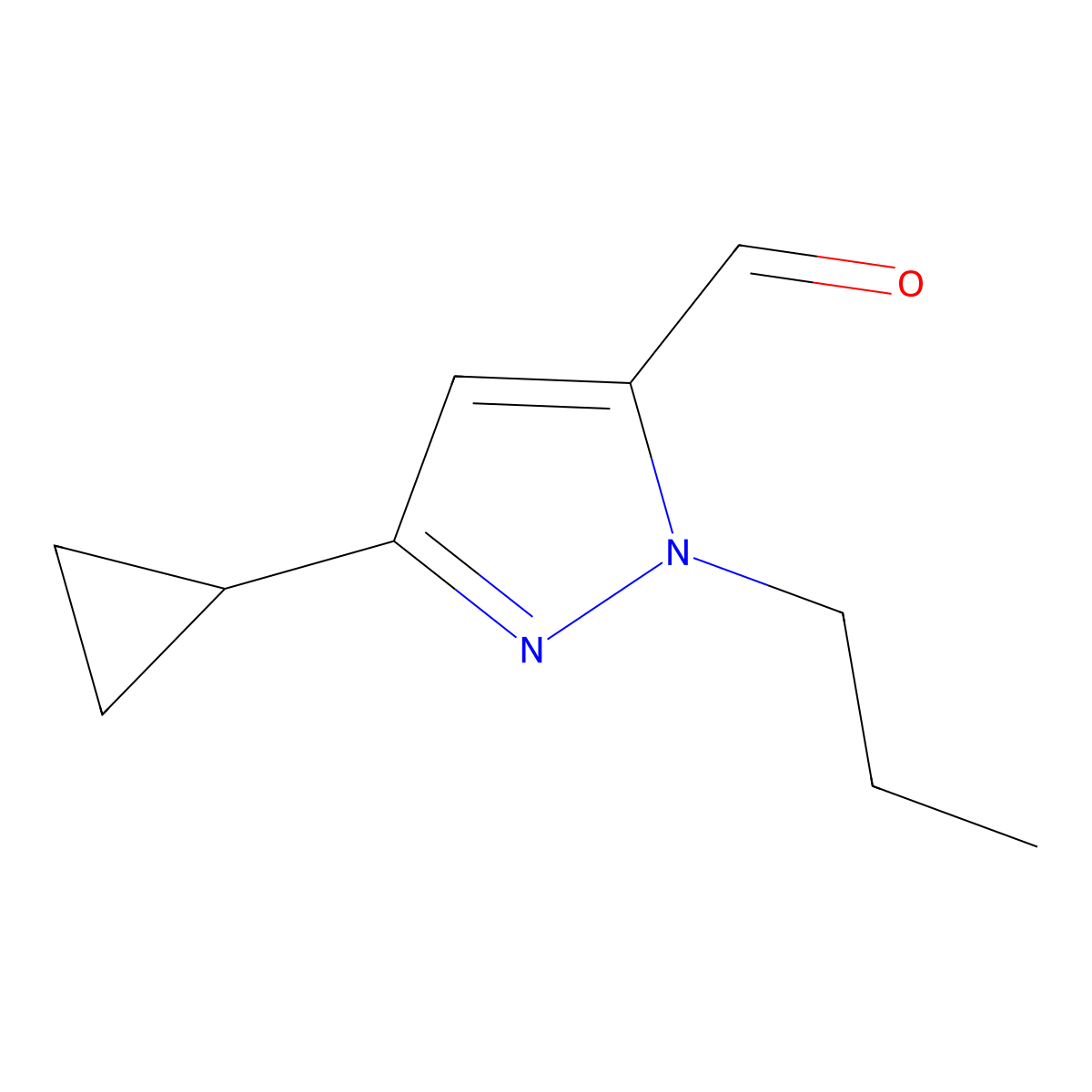 3-Cyclopropyl-1-propyl-1H-pyrazole-5-carbaldehyde molecular structure, CAS 1245772-88-6