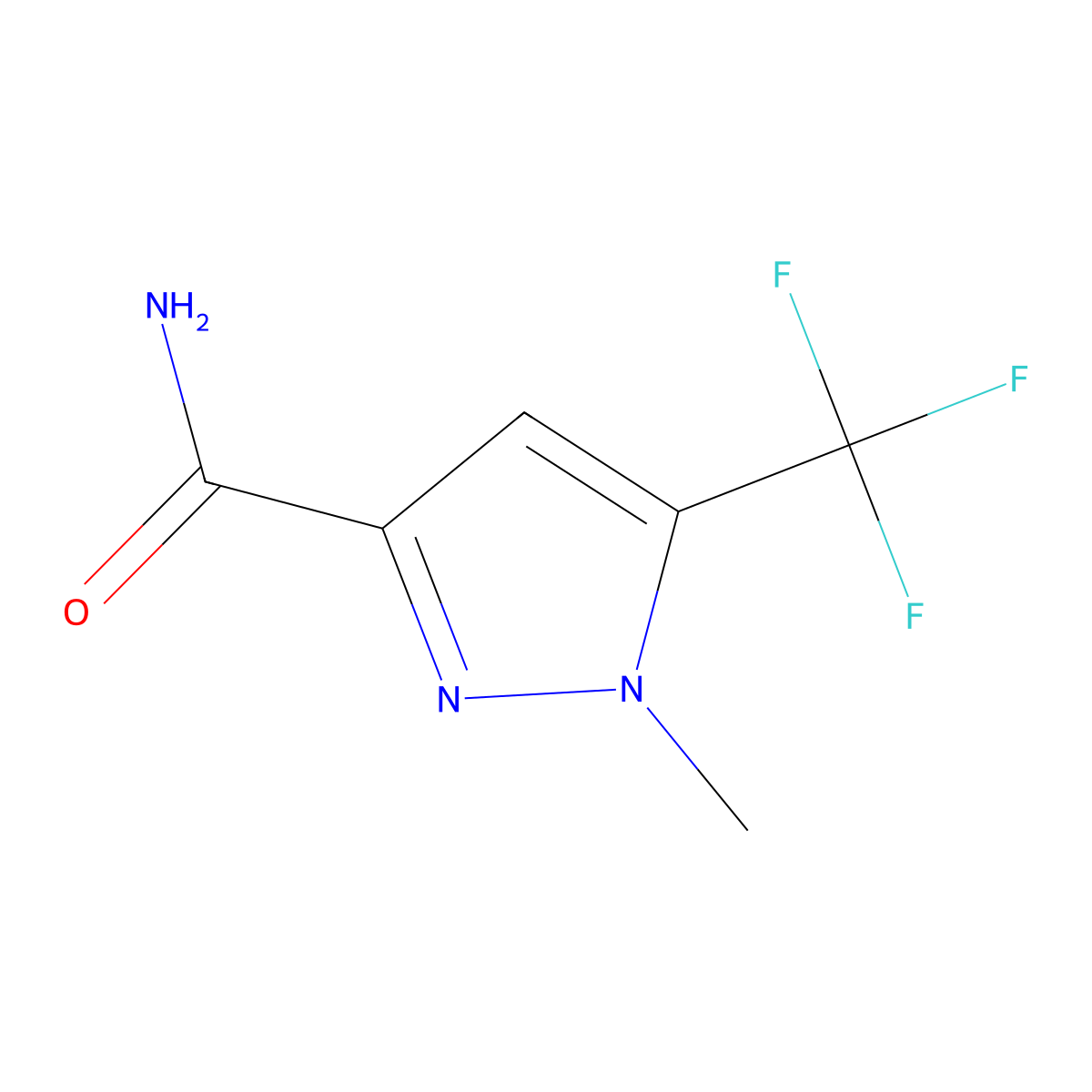 1-methyl-5-(trifluoromethyl)-1H-pyrazole-3-carboxamide molecular structure, CAS 1245772-95-5