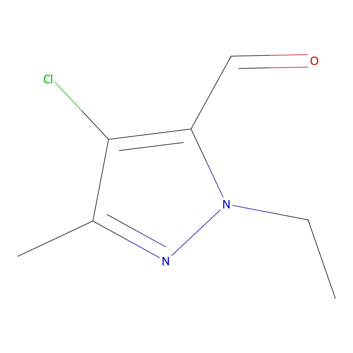 4-Chloro-1-ethyl-3-methyl-1H-pyrazole-5-carbaldehyde molecular structure, CAS 1245772-98-8