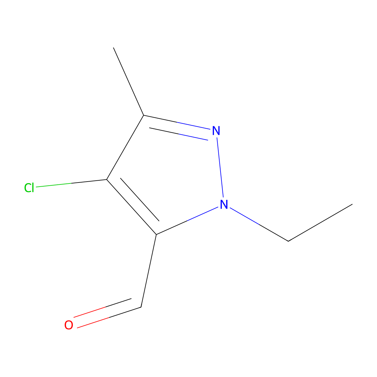 4-Chloro-1-ethyl-3-methyl-1H-pyrazole-5-carbaldehyde molecular structure, CAS 1245772-98-8
