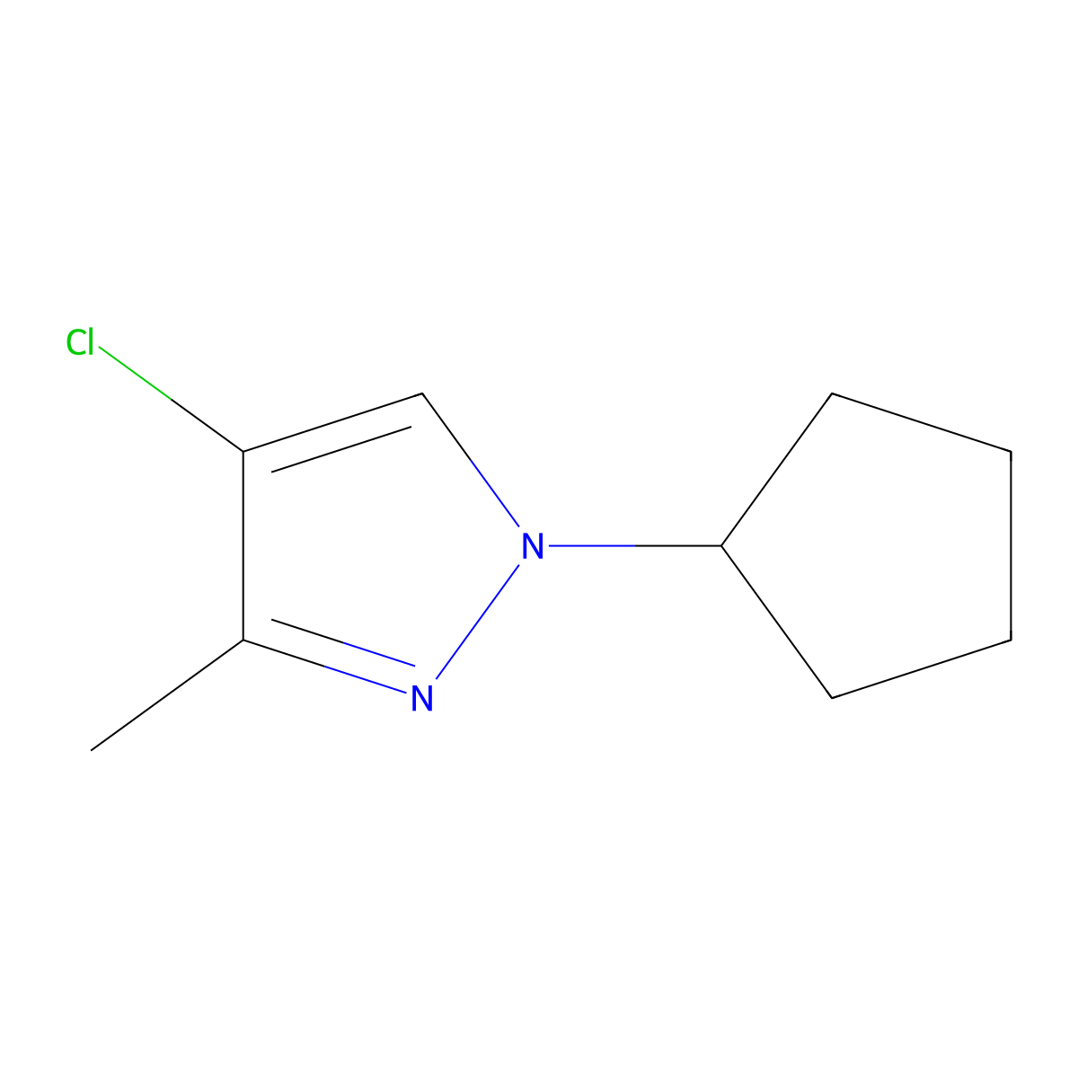 4-Chloro-1-cyclopentyl-3-methyl-1H-pyrazole molecular structure, CAS 1245772-99-9